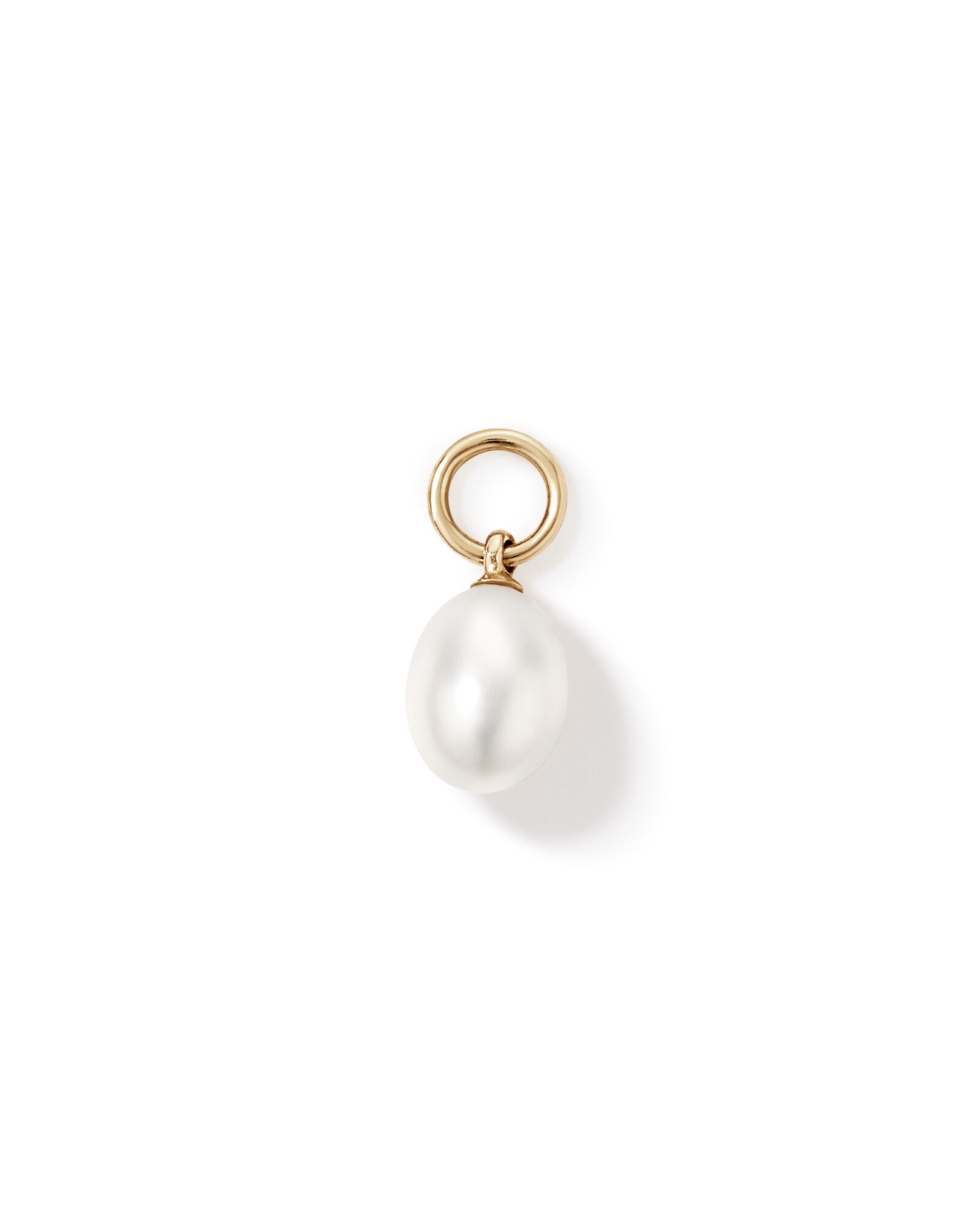 Oval Cultured Freshwater Pearl Single Earring Charm in 10kt Yellow Gold