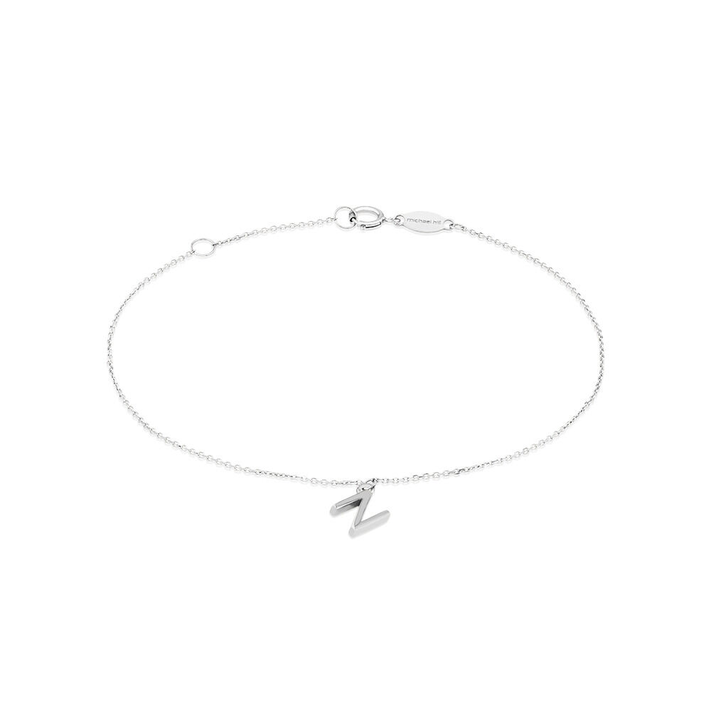 19cm (7.5") N Initial Bracelet in Sterling Silver