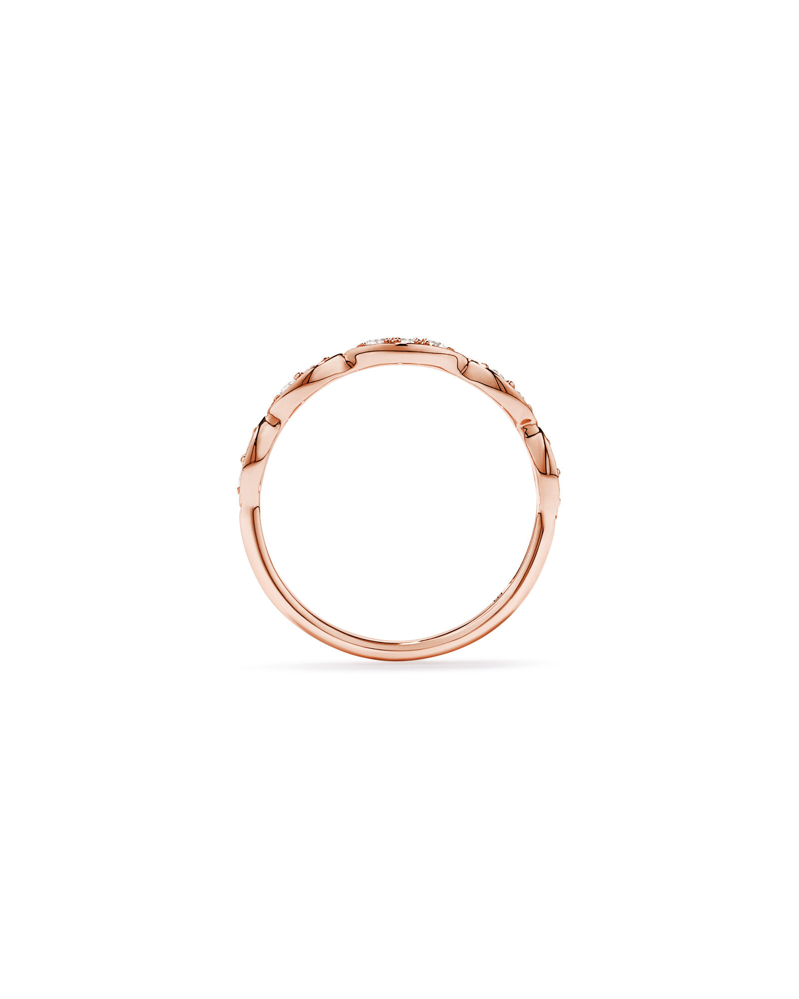Alliance torsad&eacute;e en or rose 14 carats avec diamants (poids total de 0,20 carat)