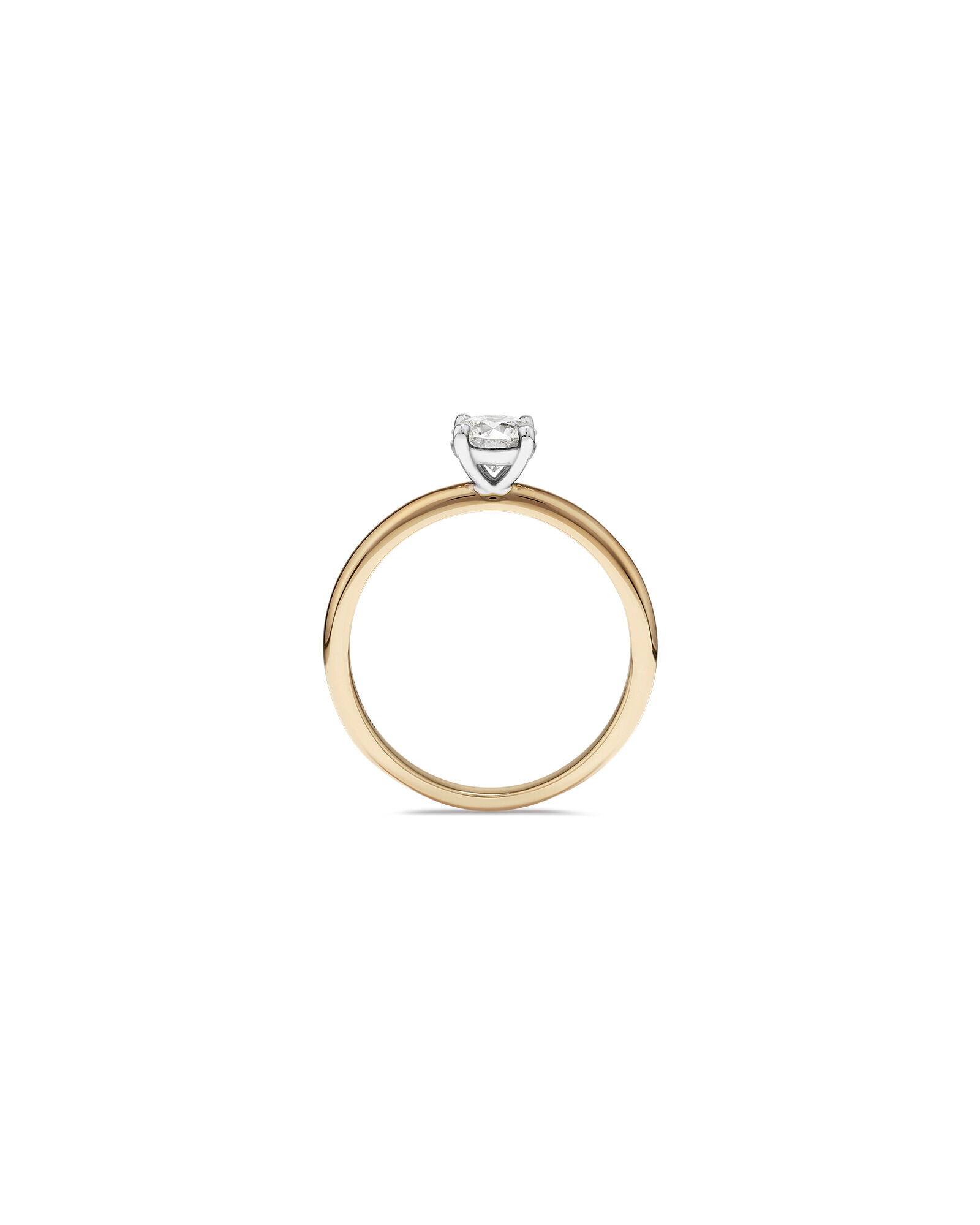 Bague de Fian&ccedil;ailles Solitaire en Diamant Rond Brillant 0,50 Carat TW en Or Jaune et Blanc 14 kt