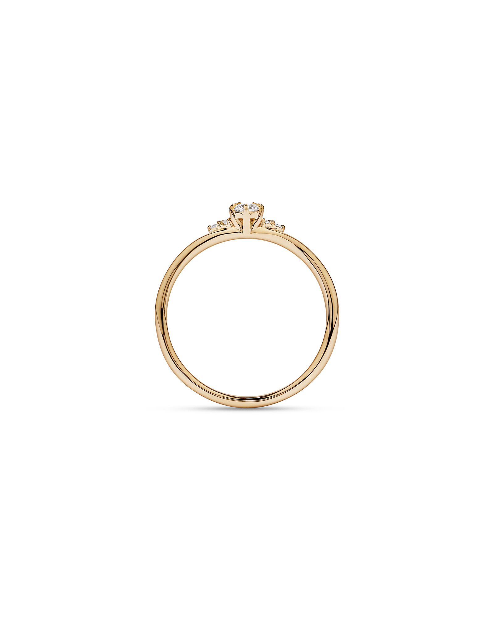 Bague de promesse Chevron en or jaune 10 carats avec diamant rond brillant de laboratoire (poids total de 0,15 carat)