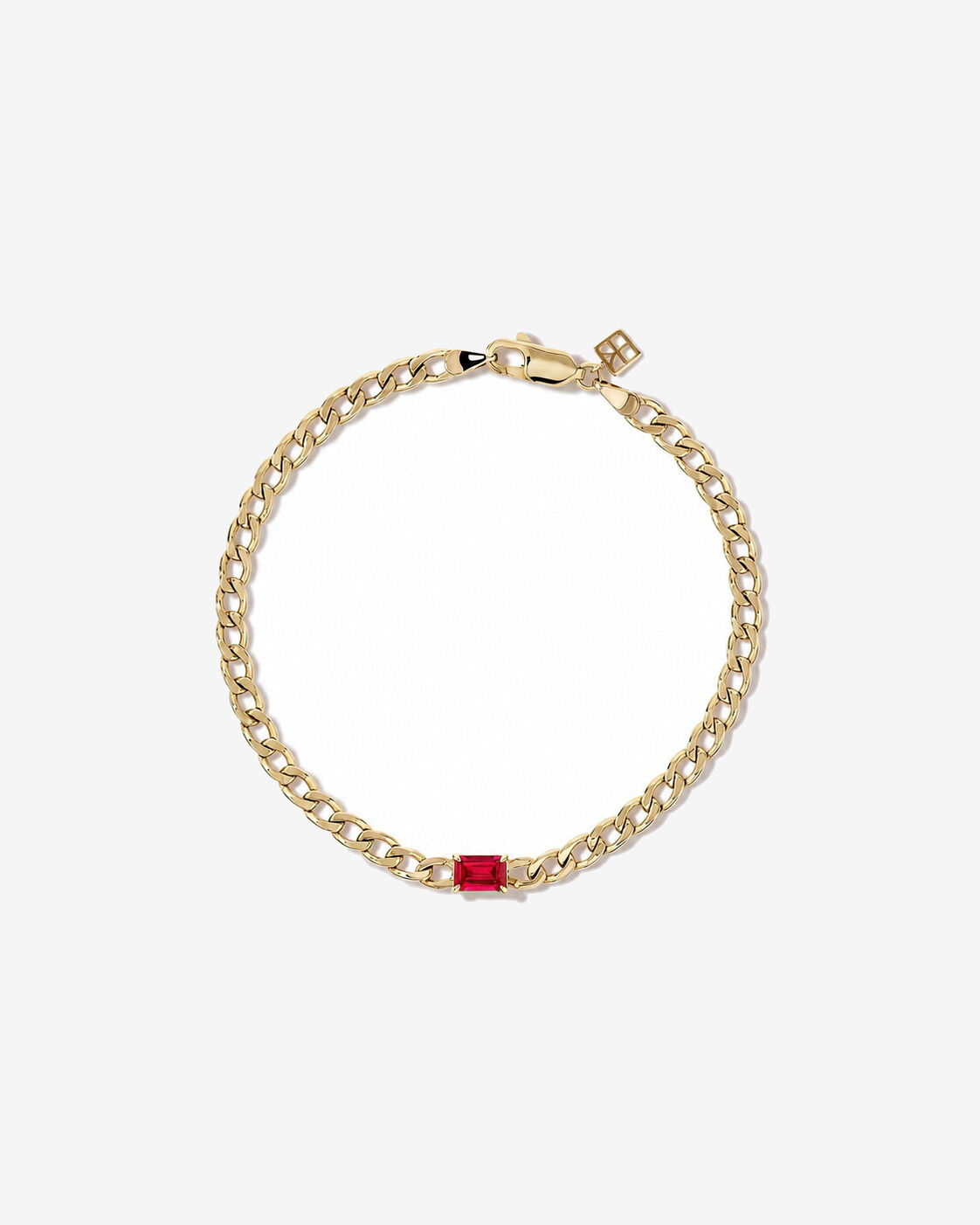 Bracelet gourmette Rubis cr&eacute;&eacute; en or jaune 10 ct