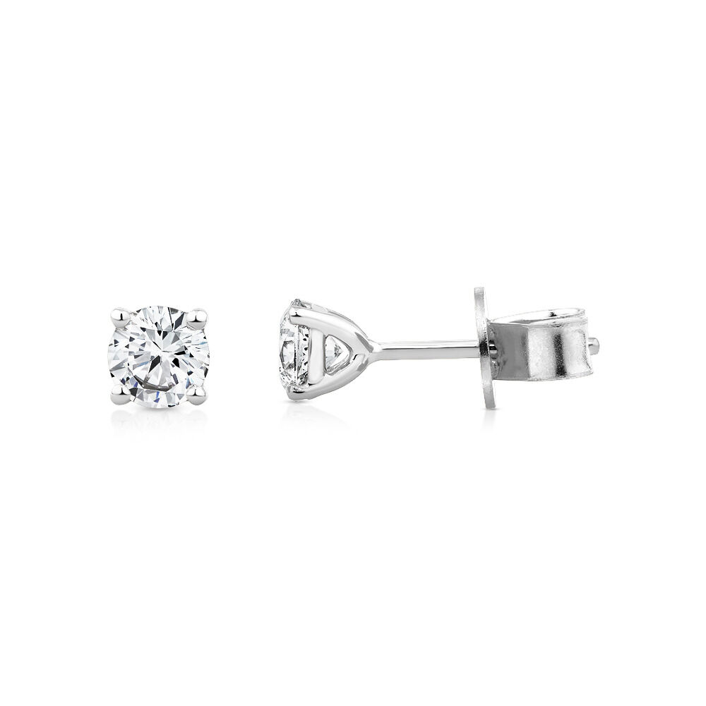 0.75 Carat TW Diamond Solitaire Stud Earrings in 18kt White Gold