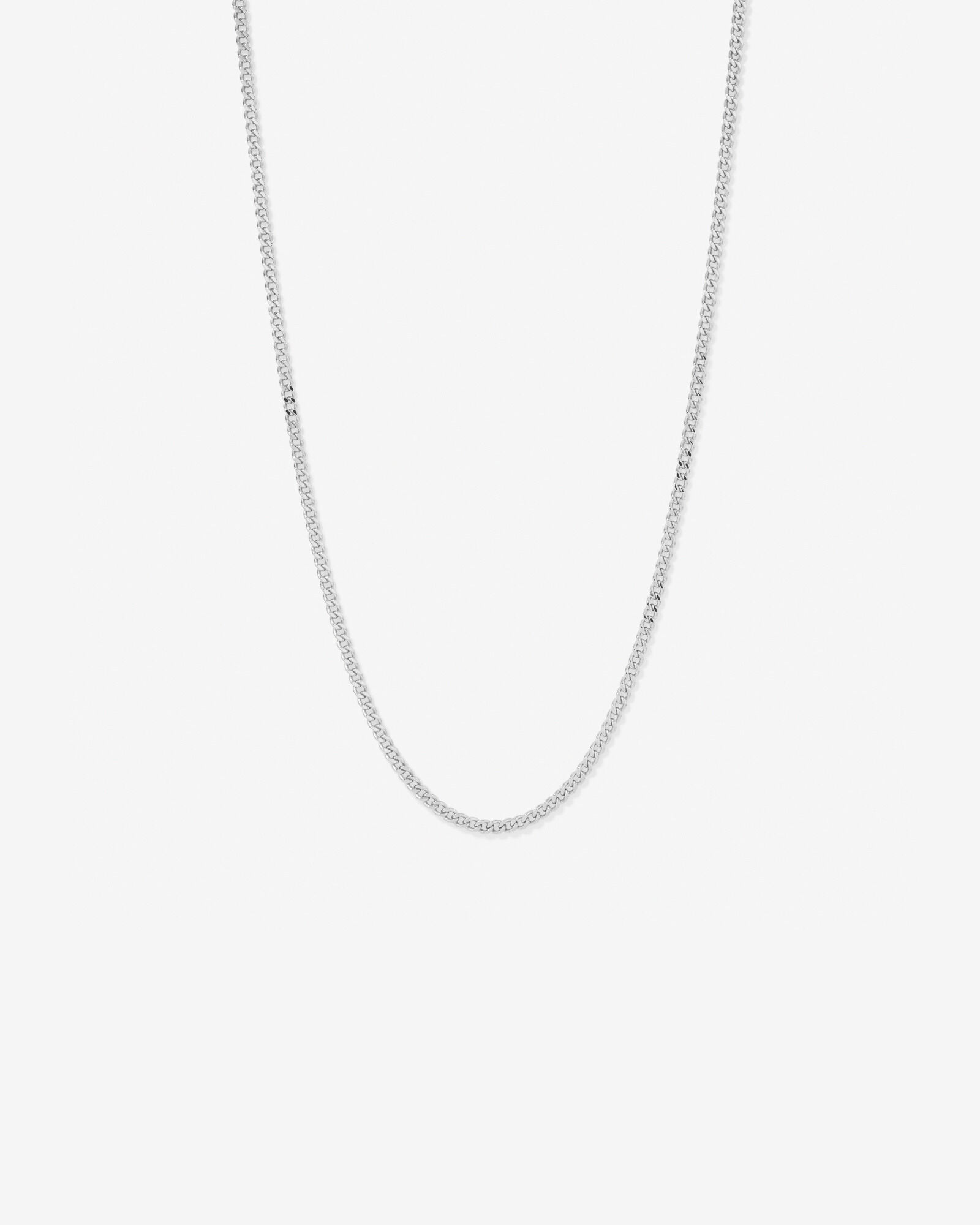 45cm (22") 4.2mm Width Semi Solid Diamond Cut Curb Chain in 10kt White Gold