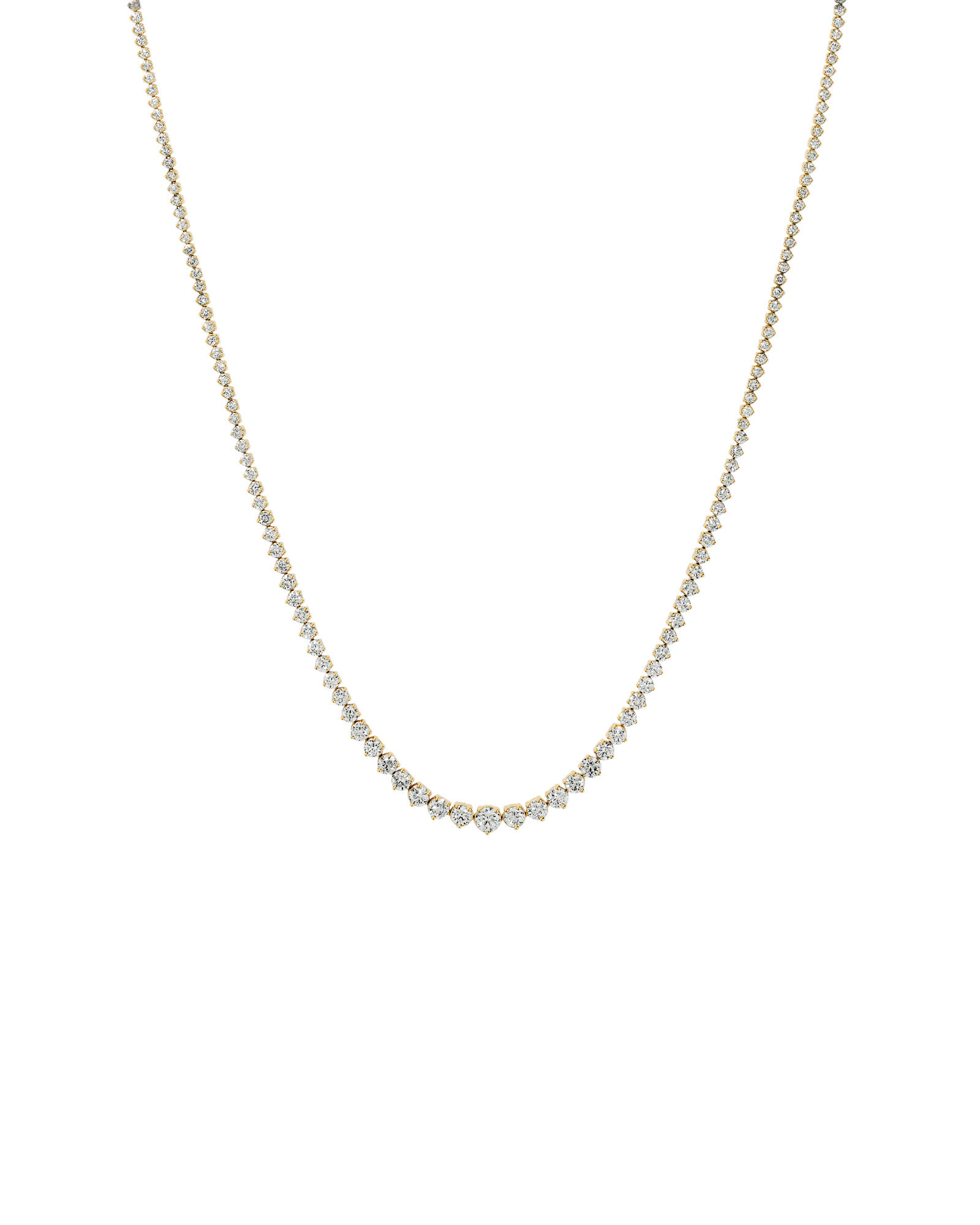 10.00 Carat TW Graduated Diamond Riviera Tennis Necklace in 18kt Yellow Gold