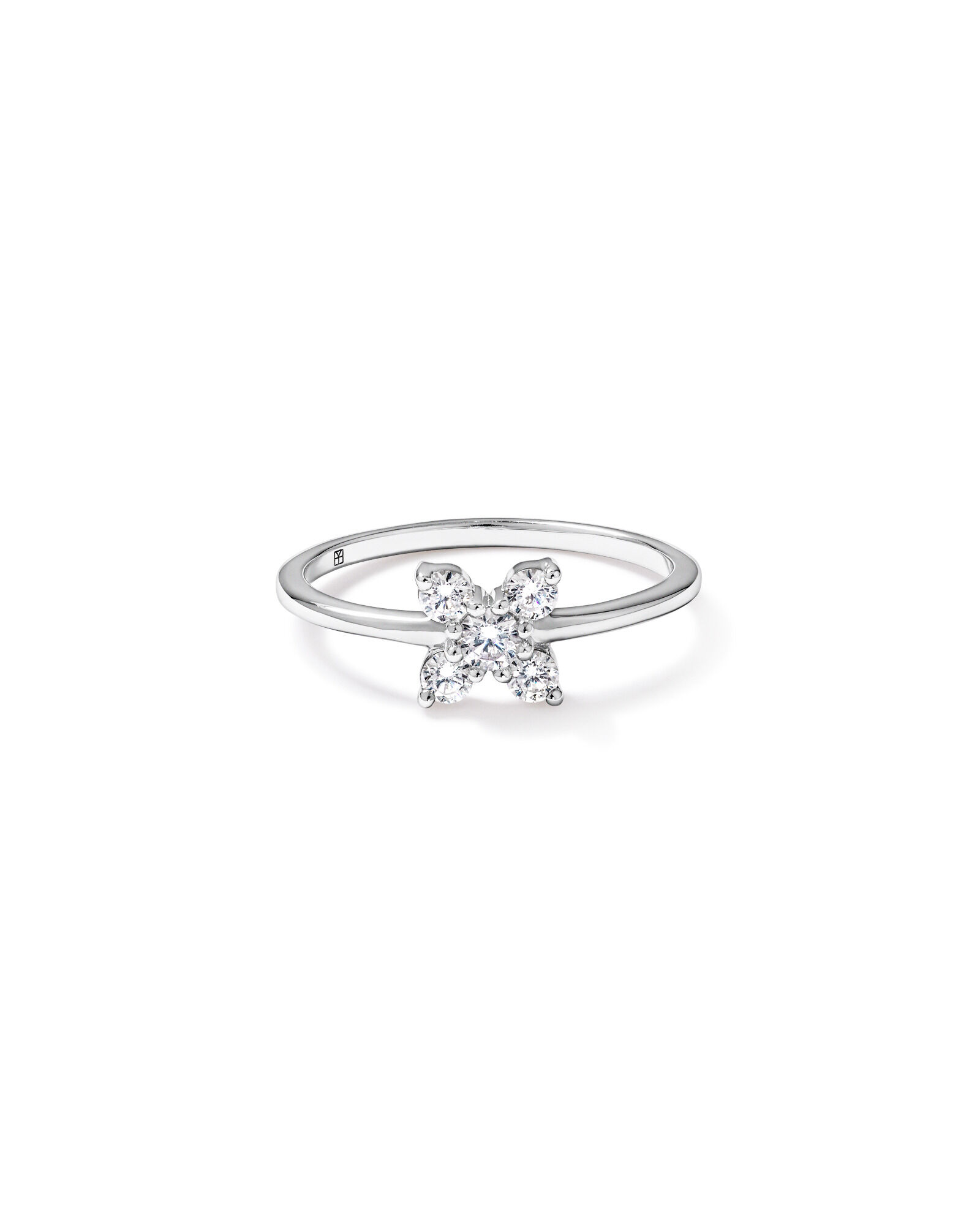 Cubic Zirconia Floral Ring in Sterling Silver