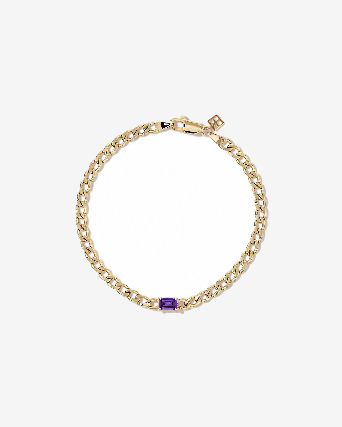 Bracelet gourmette Am&eacute;thyste en or jaune 10 ct