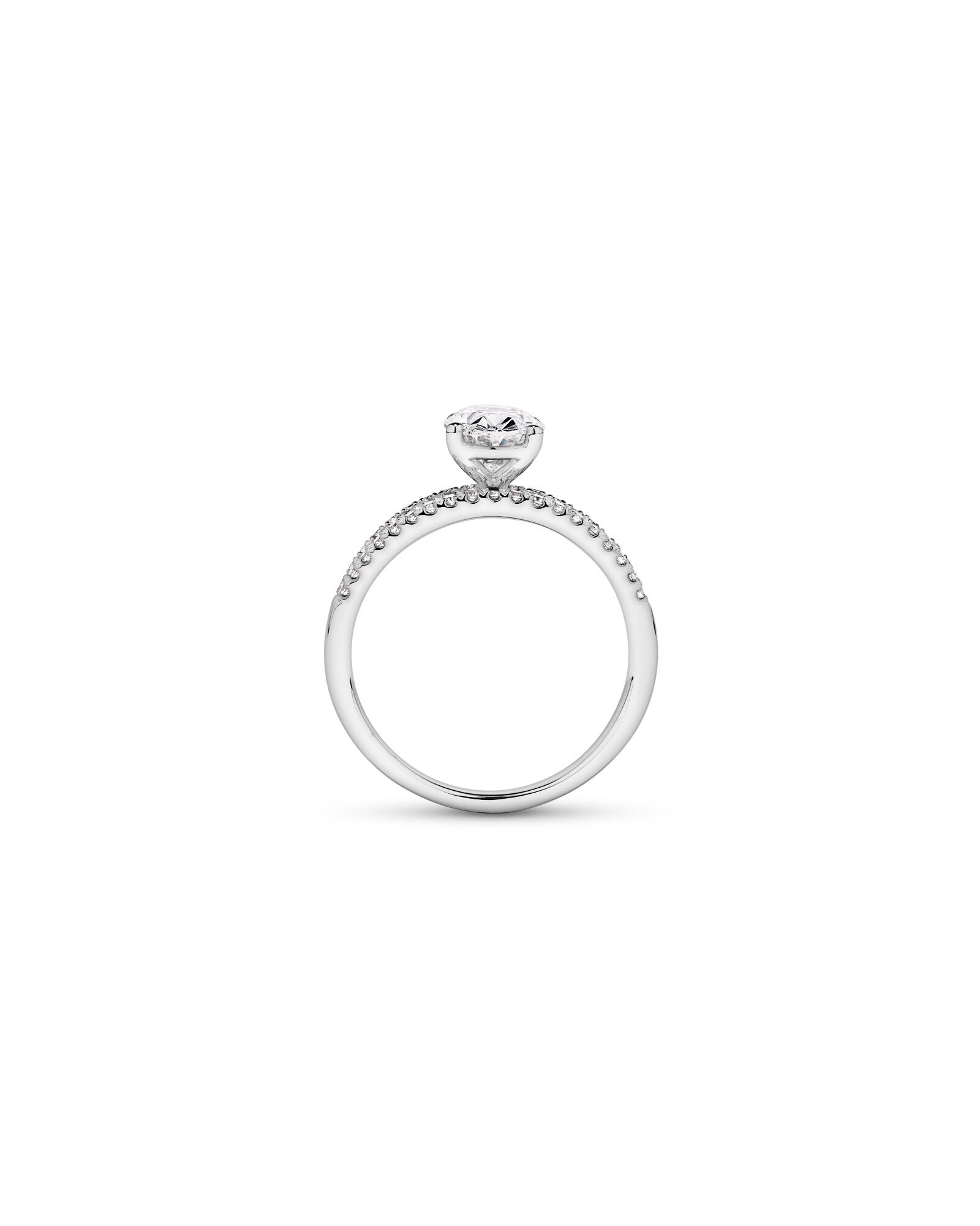 2.21 Carat TW Oval and Baguette Laboratory-Grown Side Accent Diamond Ring in 14kt White Gold
