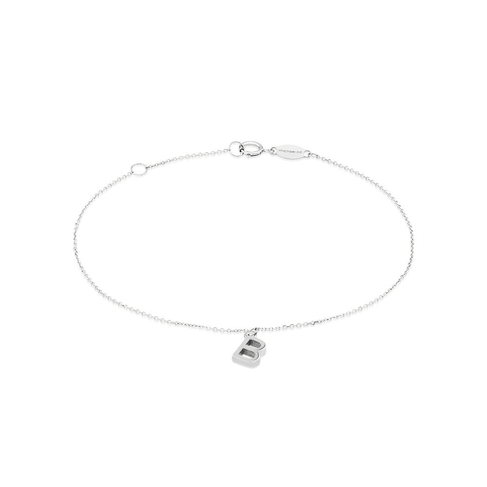 19cm (7.5") B Initial Bracelet in Sterling Silver