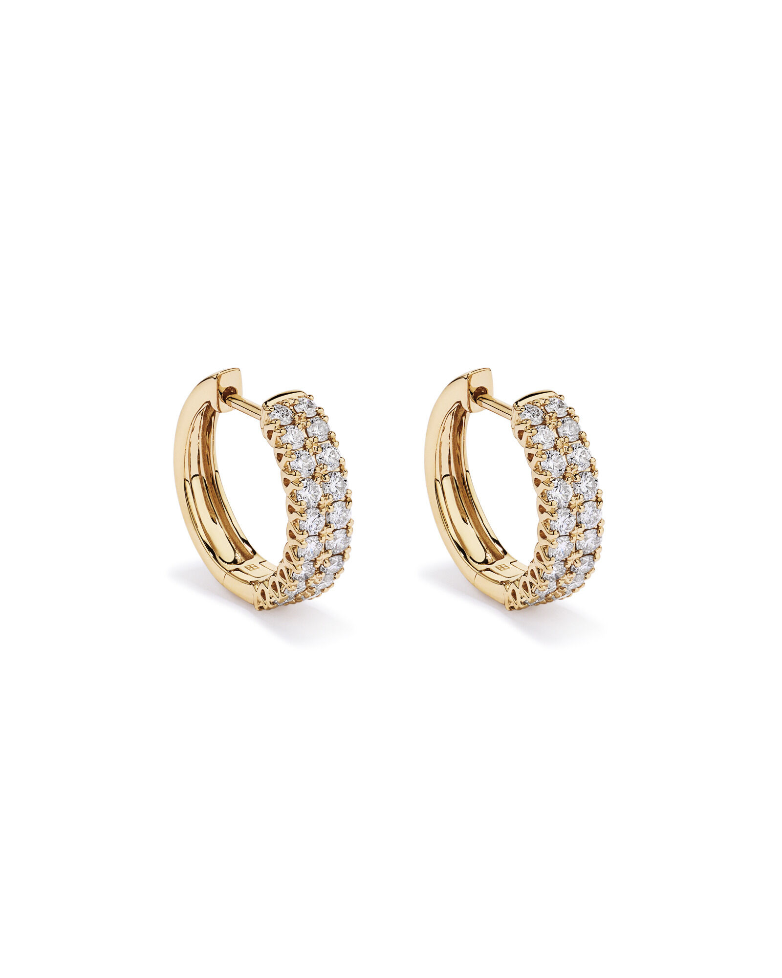 1.00 Carat TW Diamond Two-Row Huggie Earrings in 10kt Yellow Gold