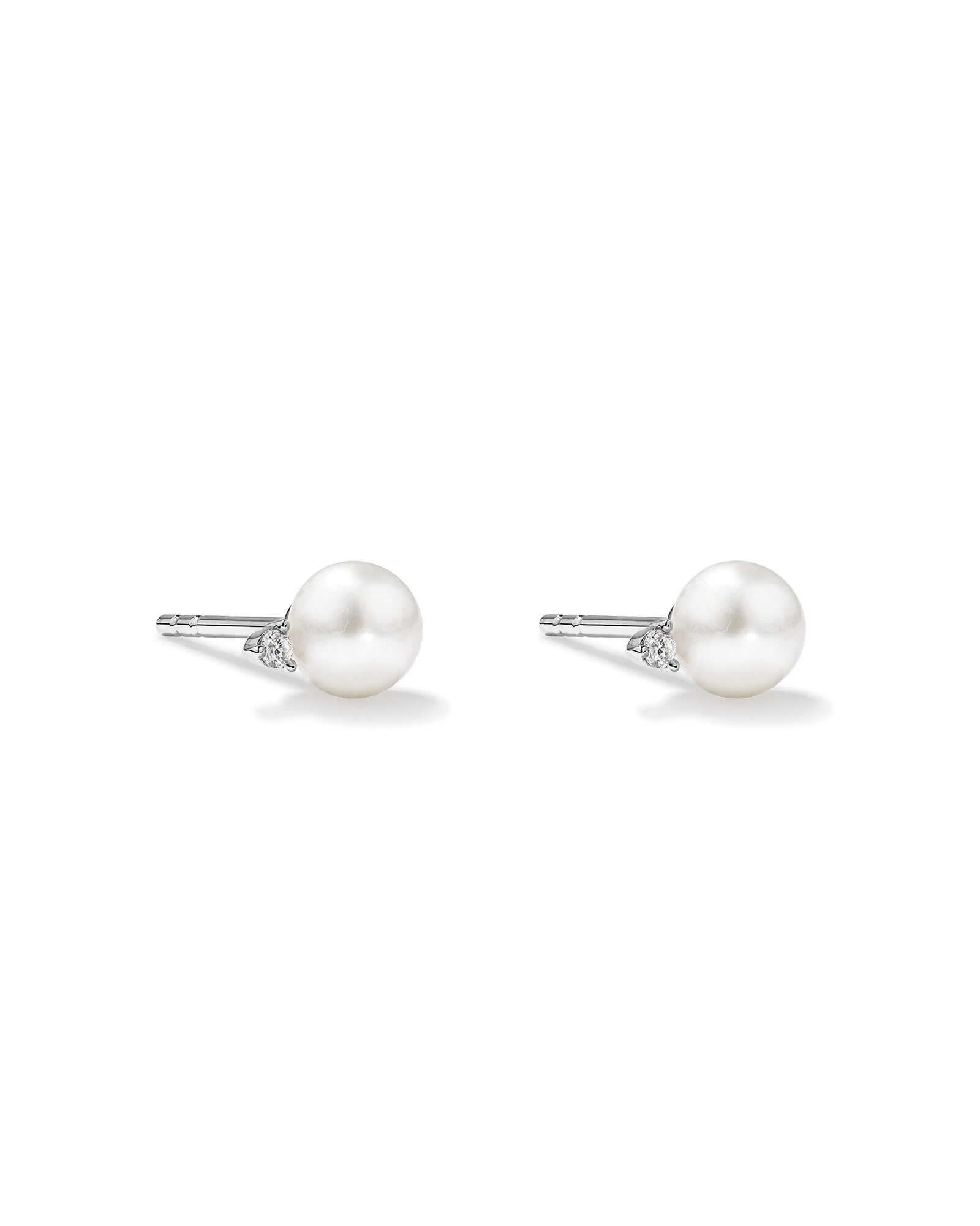 5mm Cultured Freshwater Pearl and Diamond Stud Earrings in Sterling Silver