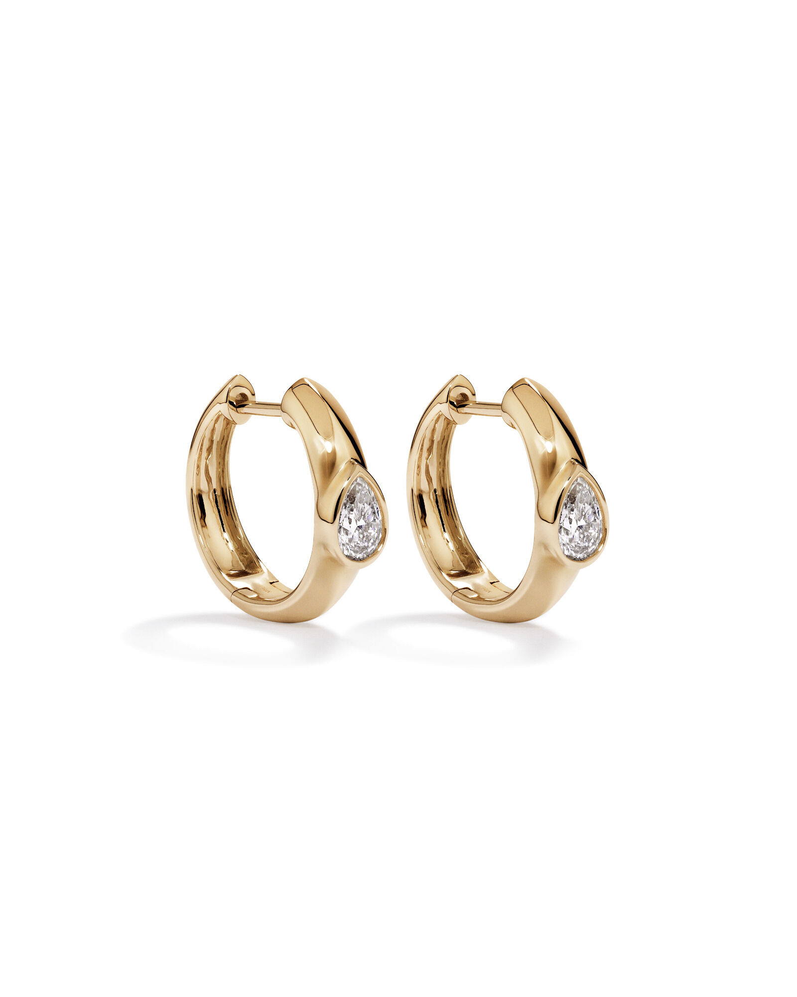 0.50 Carat TW of Laboratory-Grown Pear Cut Diamond Huggie Earrings in 10kt Yellow Gold