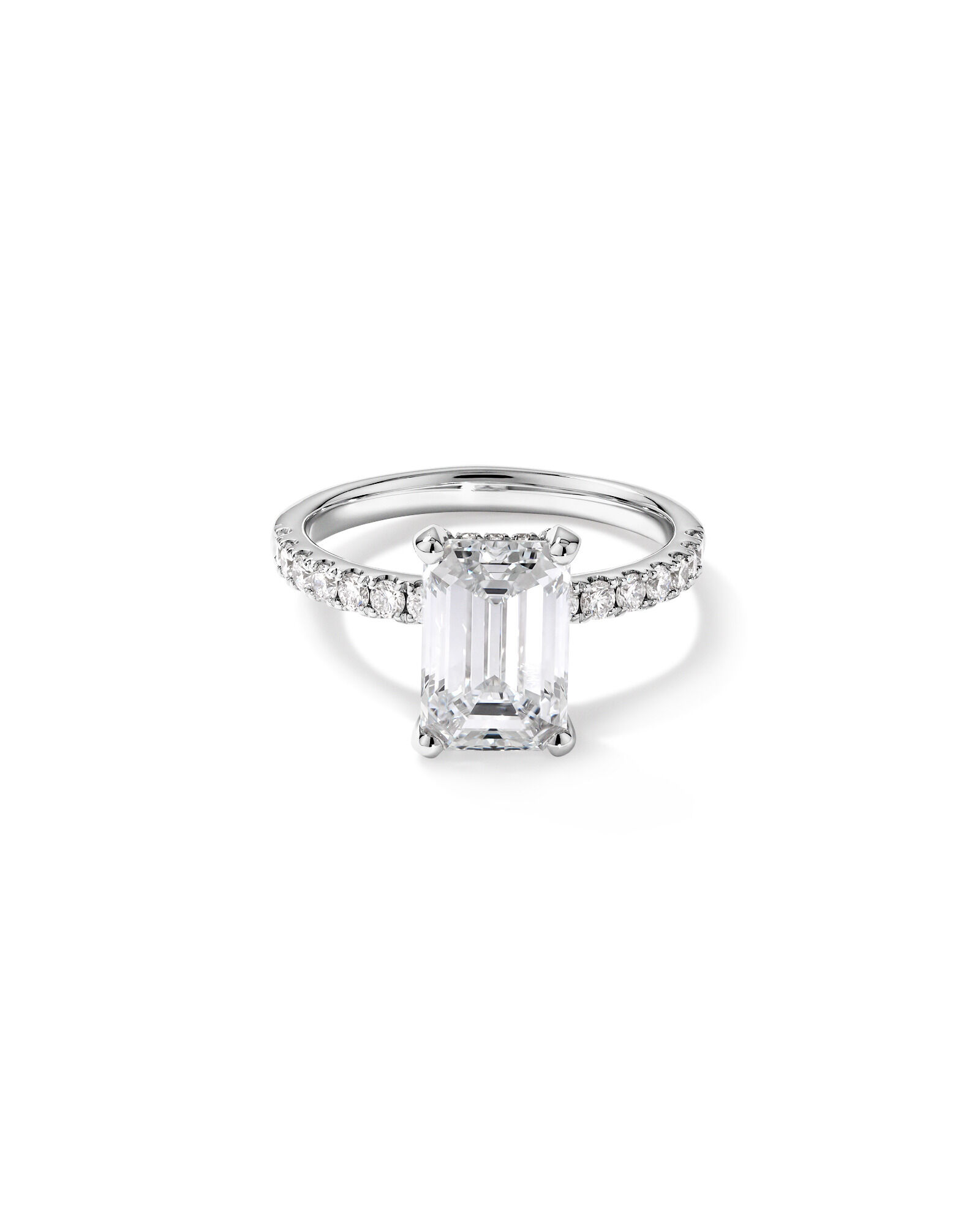 3.50 Carat TW Emerald Cut Laboratory-Grown Diamond Engagement Ring in 18kt White Gold