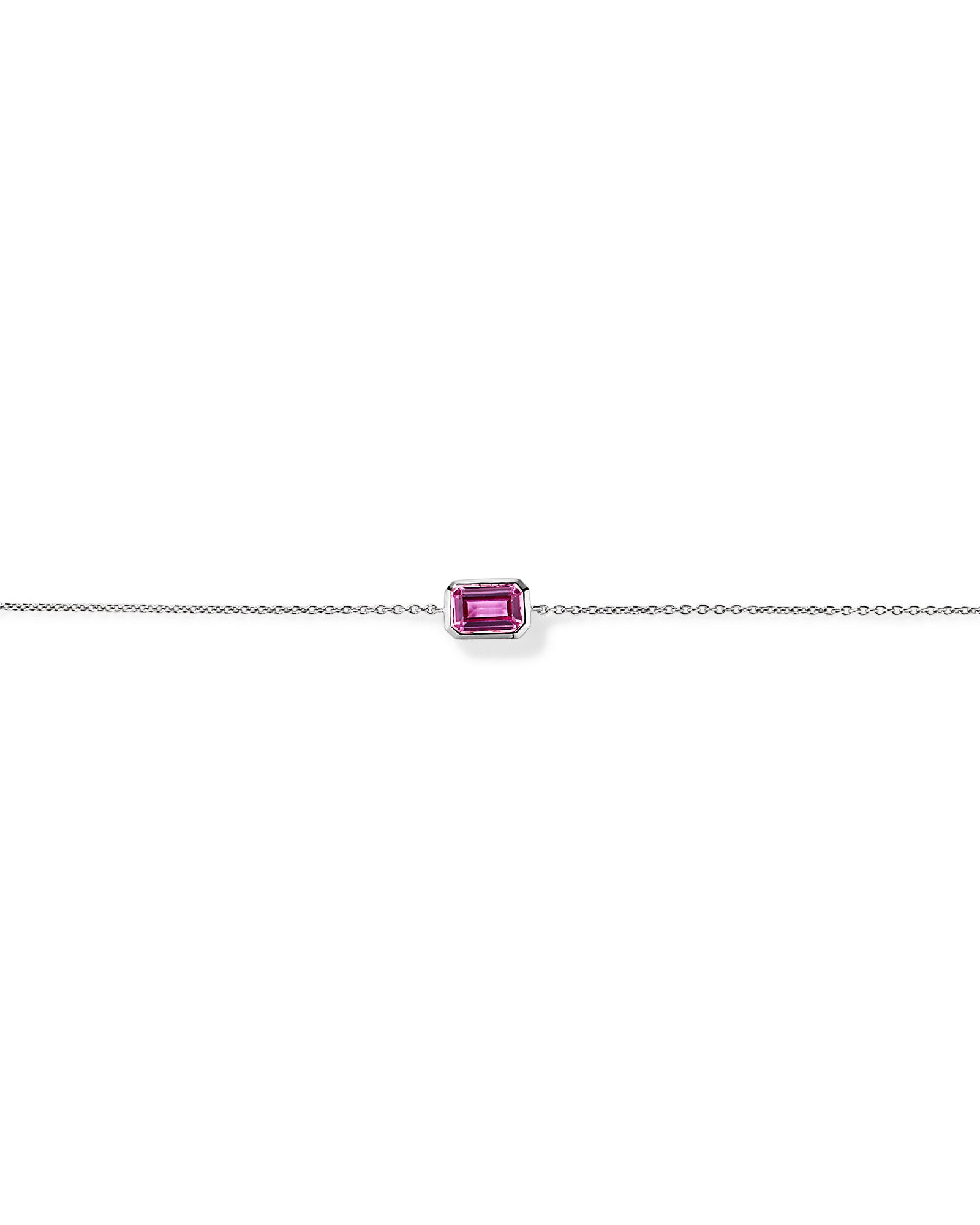 Bracelet en lunette en saphir rose taille &eacute;meraude en or blanc 10 carats