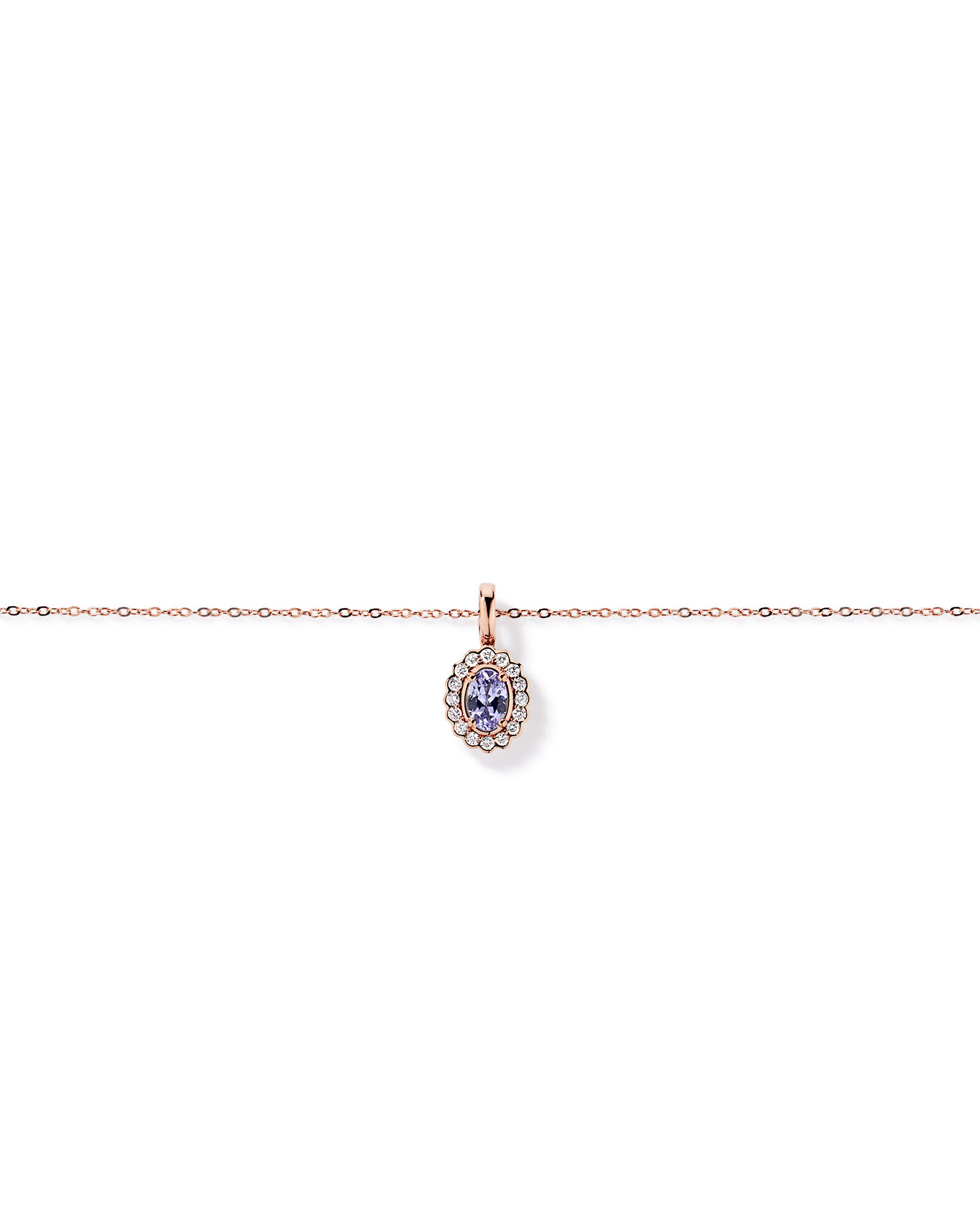 Tanzanite & 0,15TW de pendentif Halo en diamant avec cha&icirc;ne en or rose 10 carats