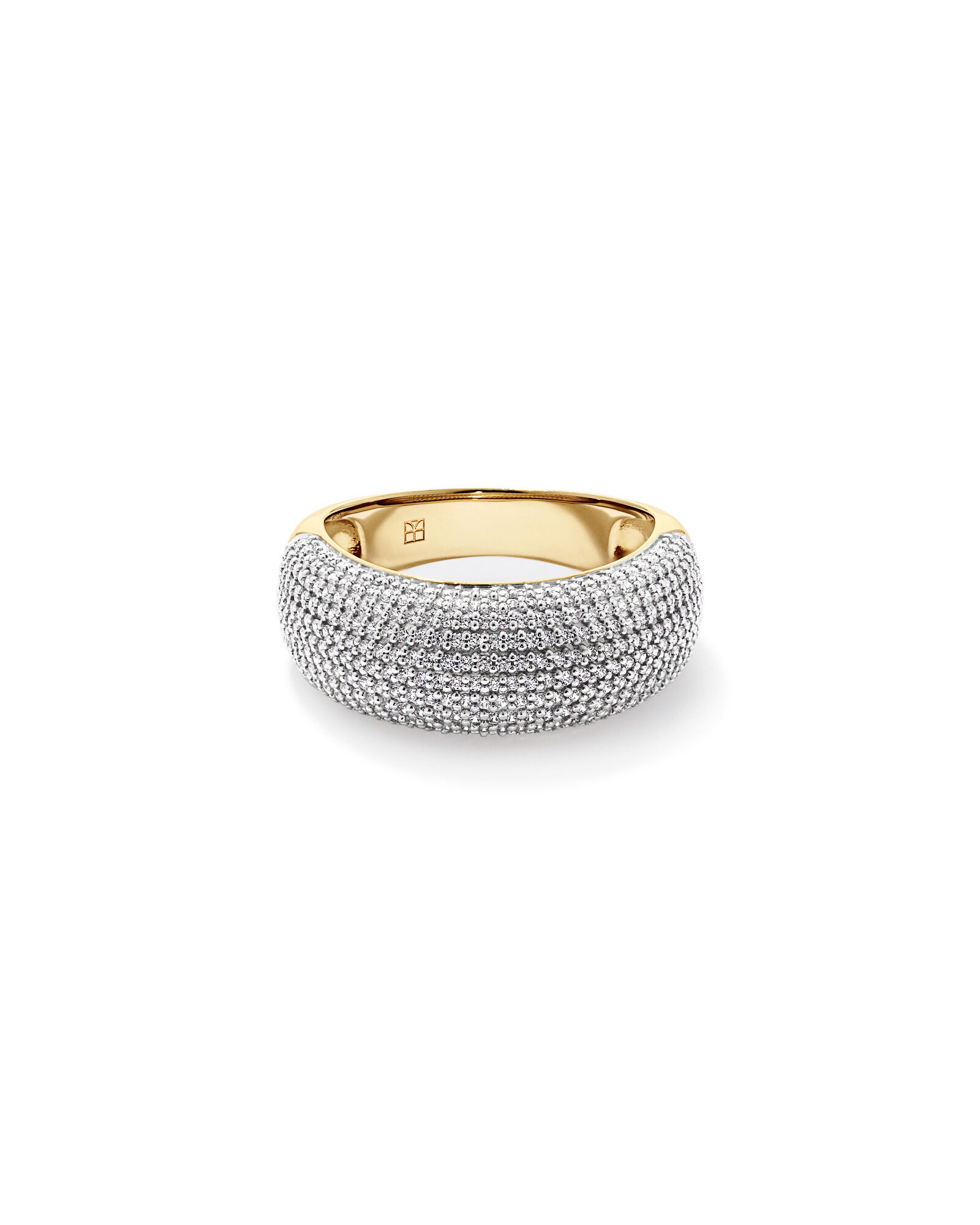 Anneau d&ocirc;me pav&eacute; avec zirconie cubique en Vermeil 18 kt - 8 mm