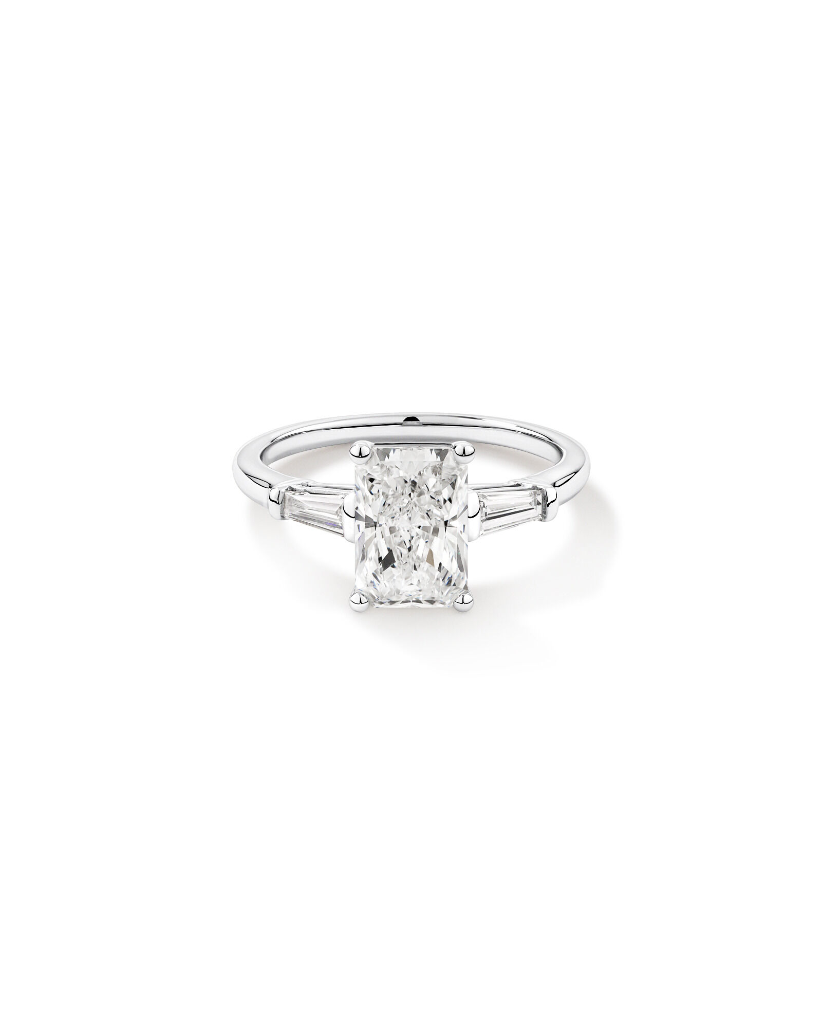 2.25 Carat TW Three Stone Radiant and Baguette Laboratory-Grown Diamond Engagement Ring in 14kt White Gold