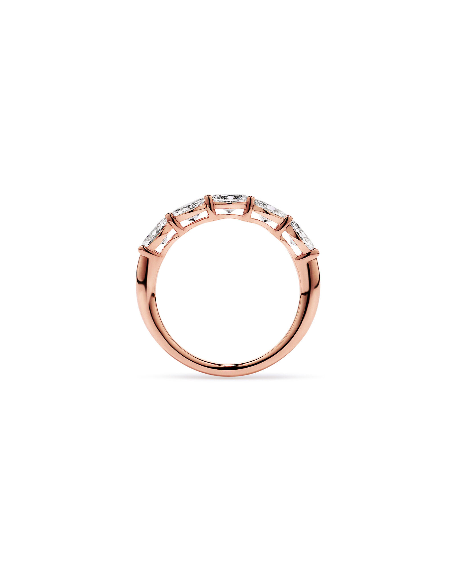 1.25 Carat TW East-West Oval Laboratory-Grown Diamond Wedding Ring in 14kt Rose Gold