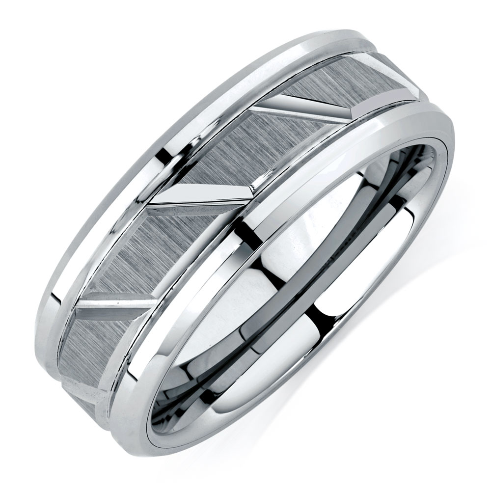 Men's Ring in Grey Sapphire Tungsten
