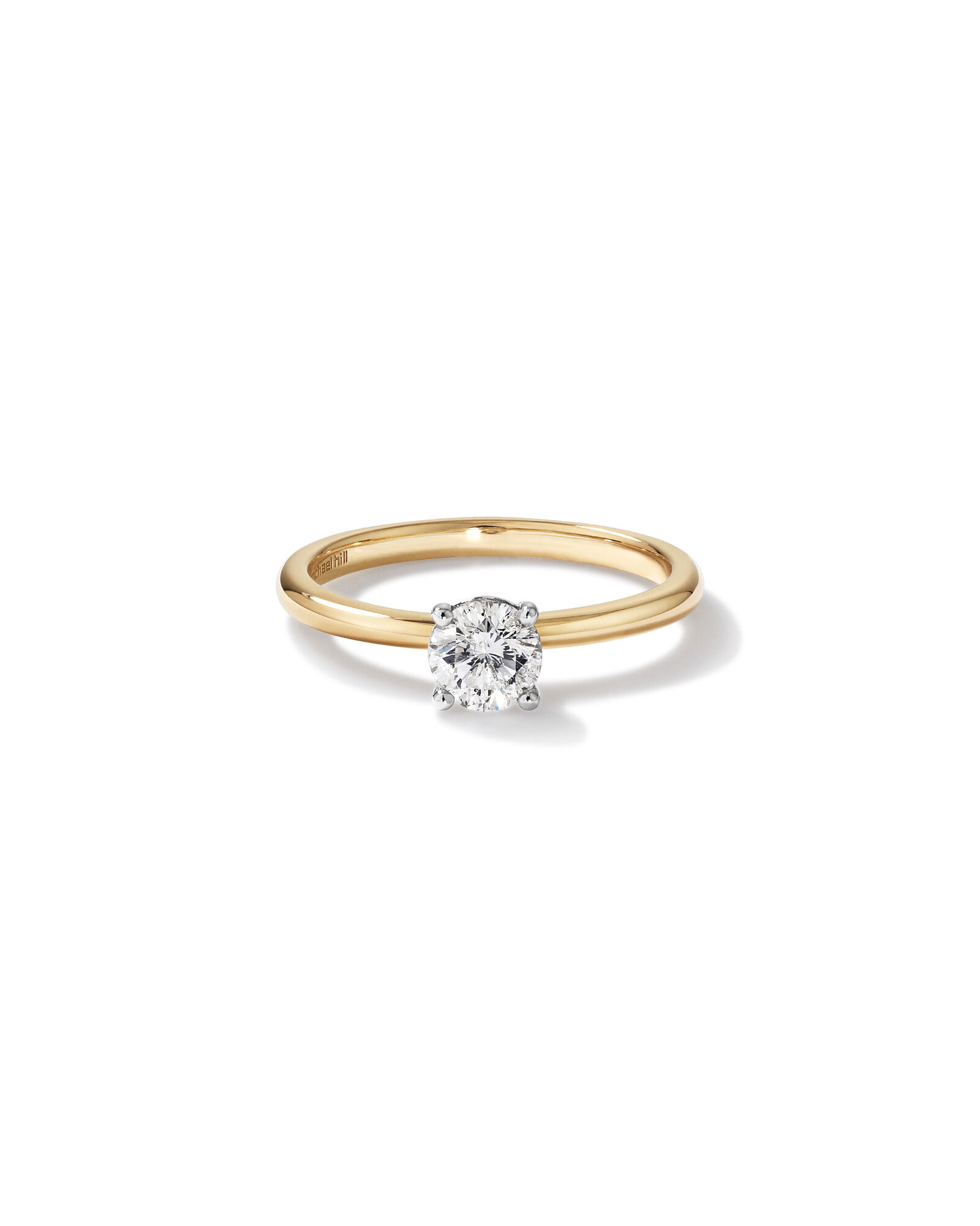 Bague de Fian&ccedil;ailles Solitaire en Diamant Rond Brillant 0,50 Carat TW en Or Jaune et Blanc 14 kt