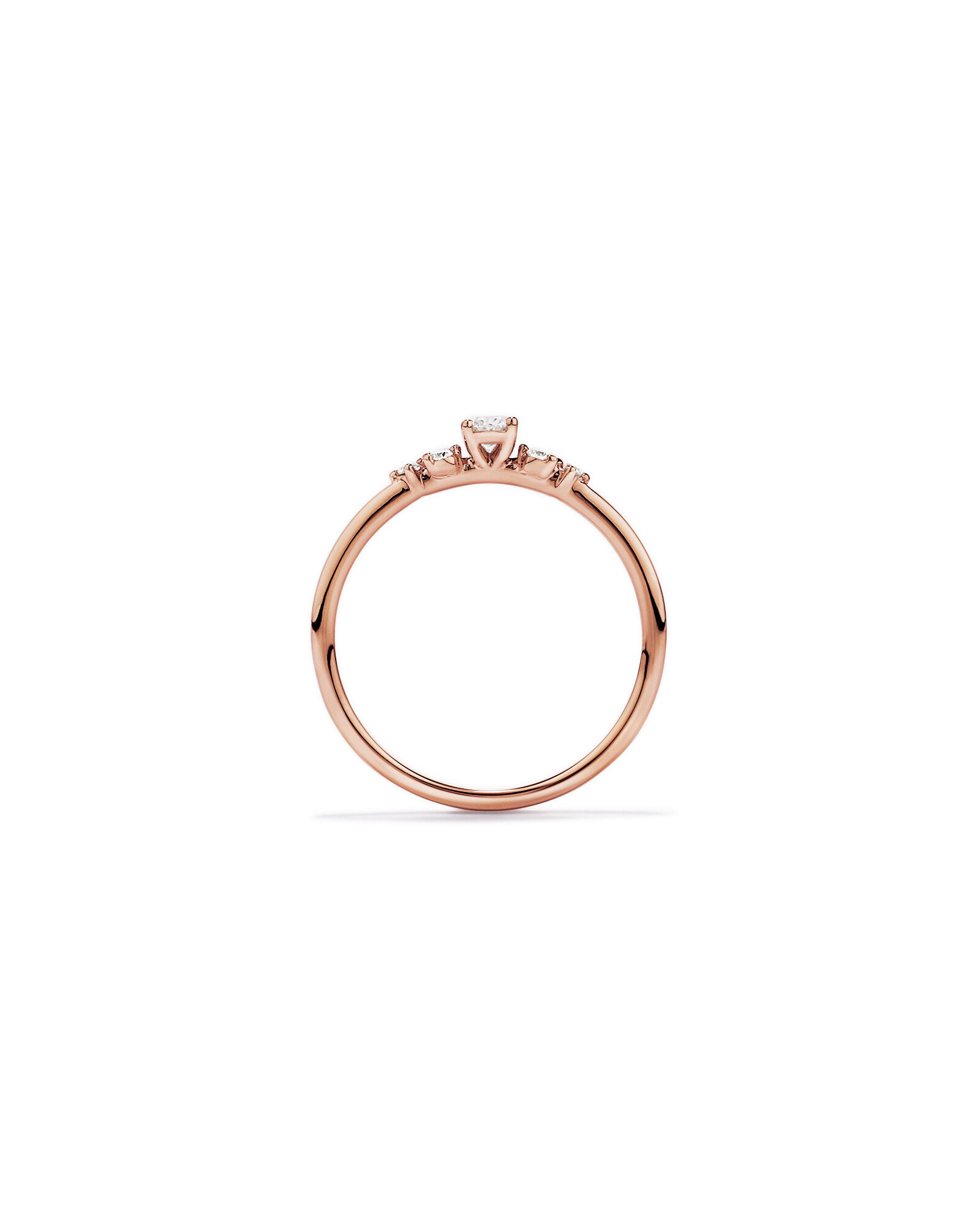 Bague de promesse en or rose 10 carats avec diamants de laboratoire taille ovale et brillant rond (poids total de 0,20 carat)