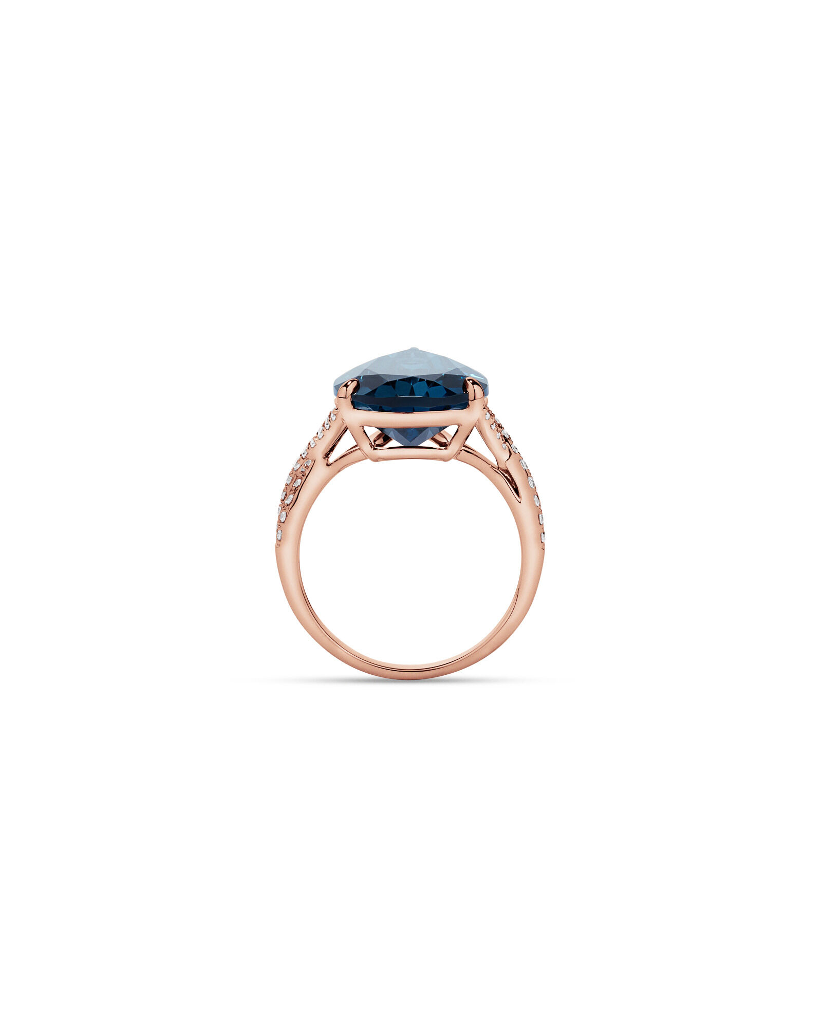 Bague London Turtle Blue Topaz & 0,28 carat TW Diamond Twist en or rose 10 carats