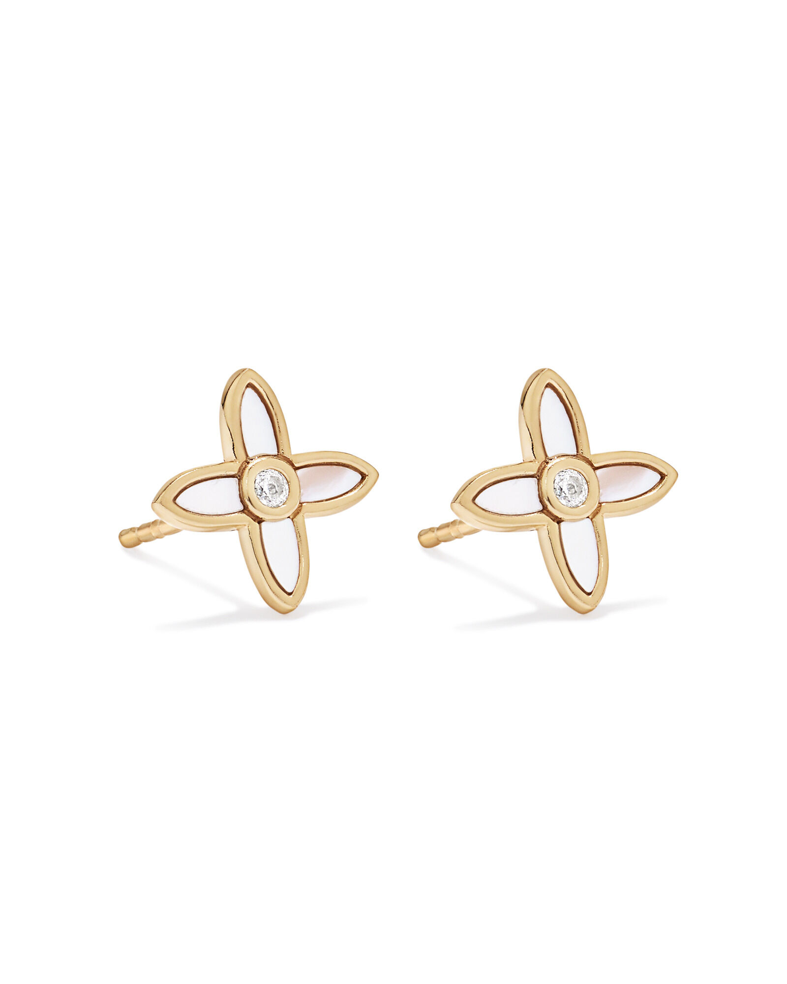 Mother of Pearl Flower Pendant and Stud Earrings Set in 18kt Gold Vermeil