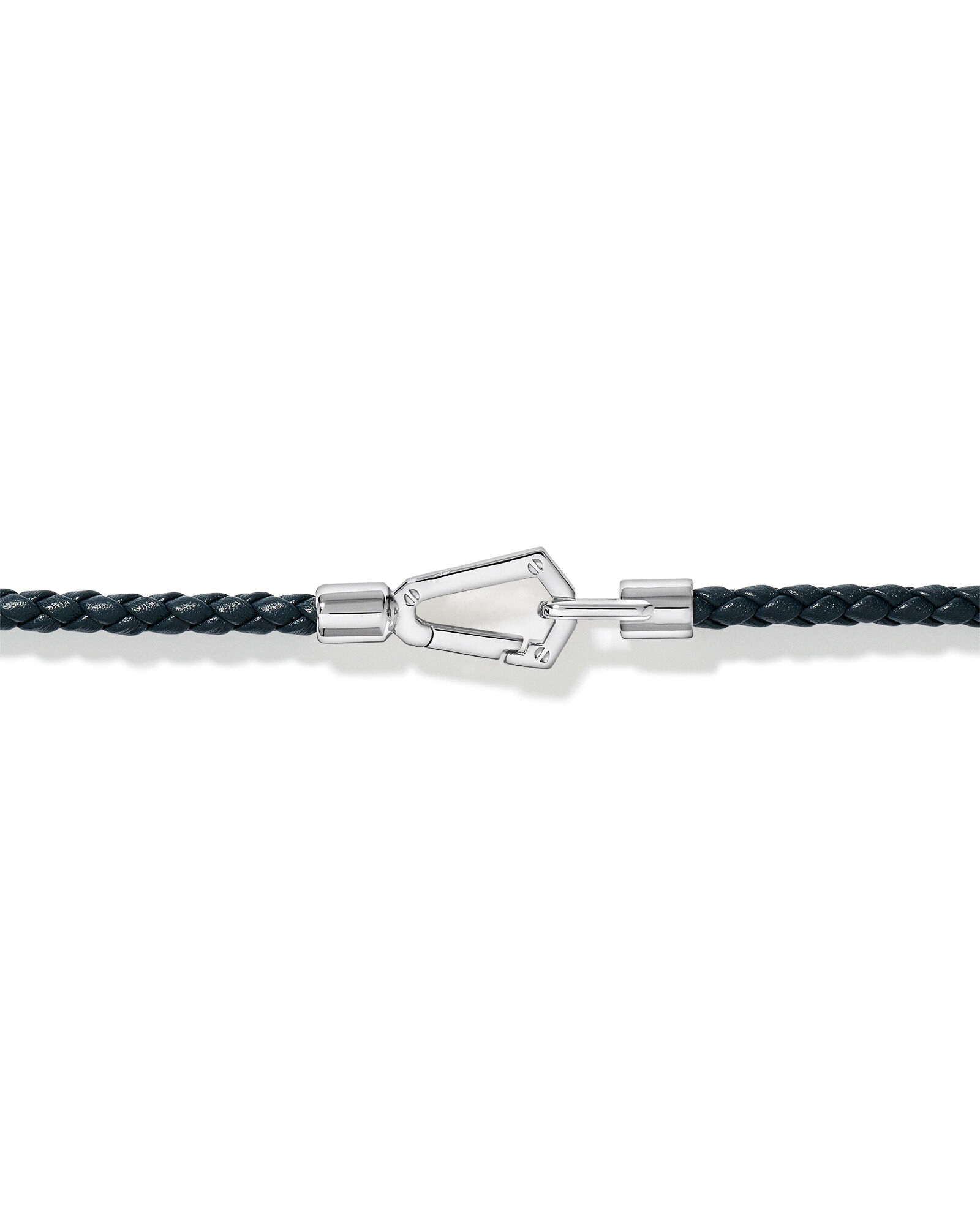 Bracelet double enveloppe en cuir tress&eacute; pour hommes en argent sterling