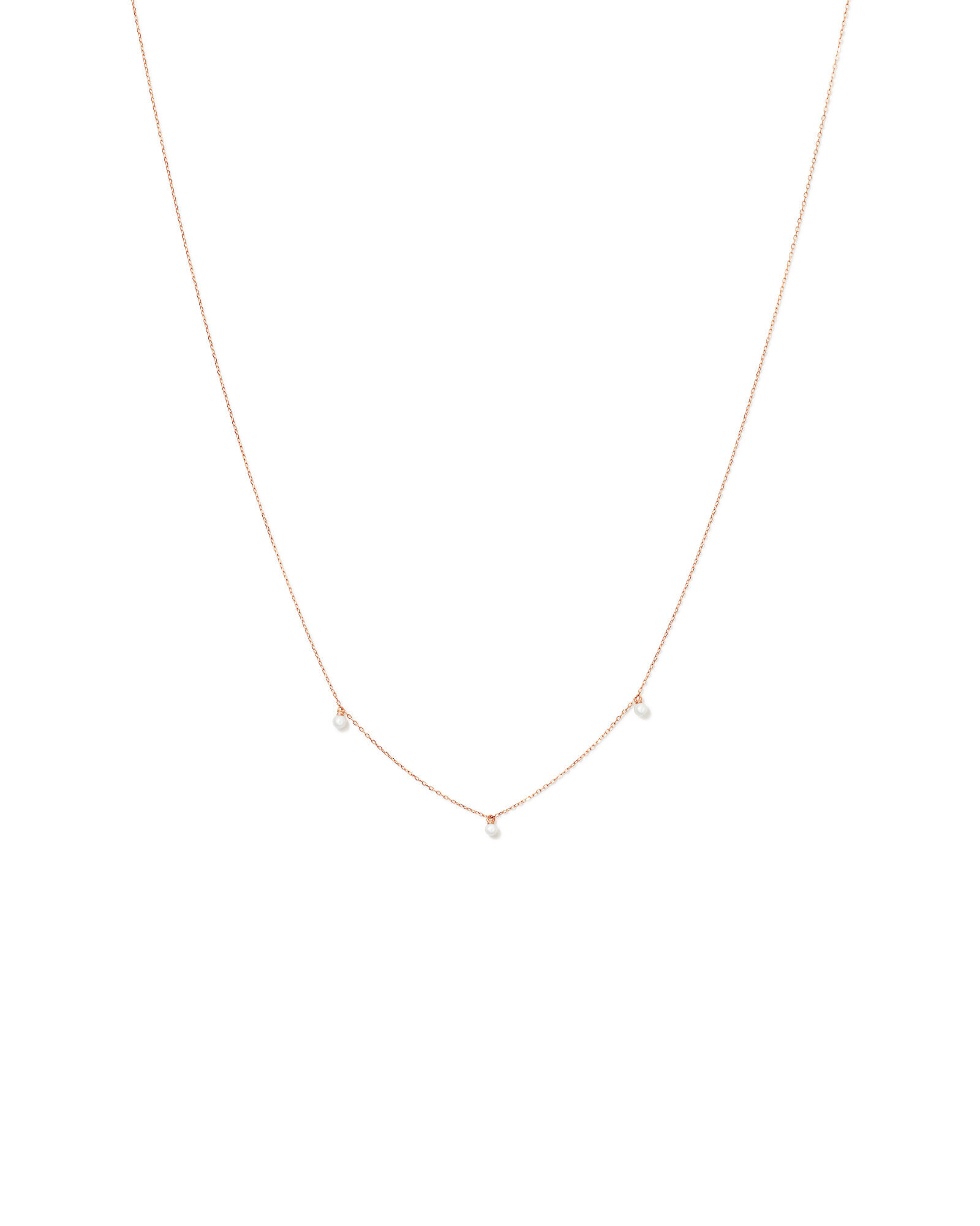 Cultured Freshwater Pearl Station Necklace in 10kt Rose Gold