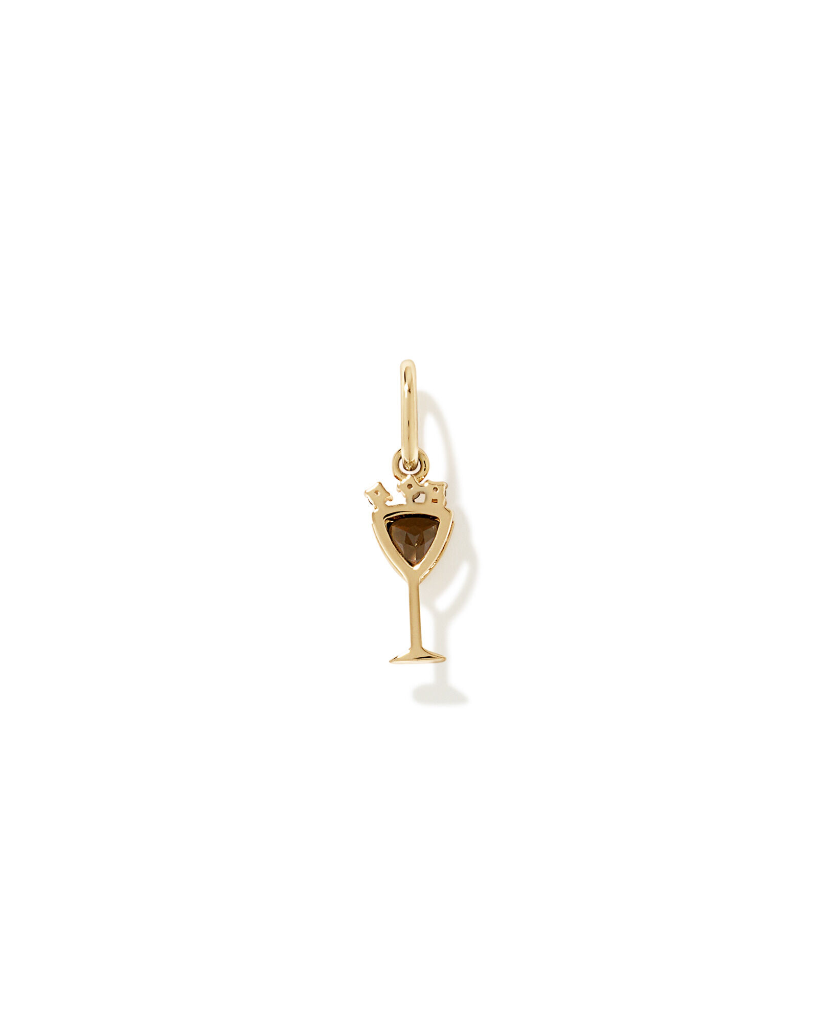 Pendentif cocktail Espresso Martini en quartz fum&eacute; en Vermeil or 18 carats