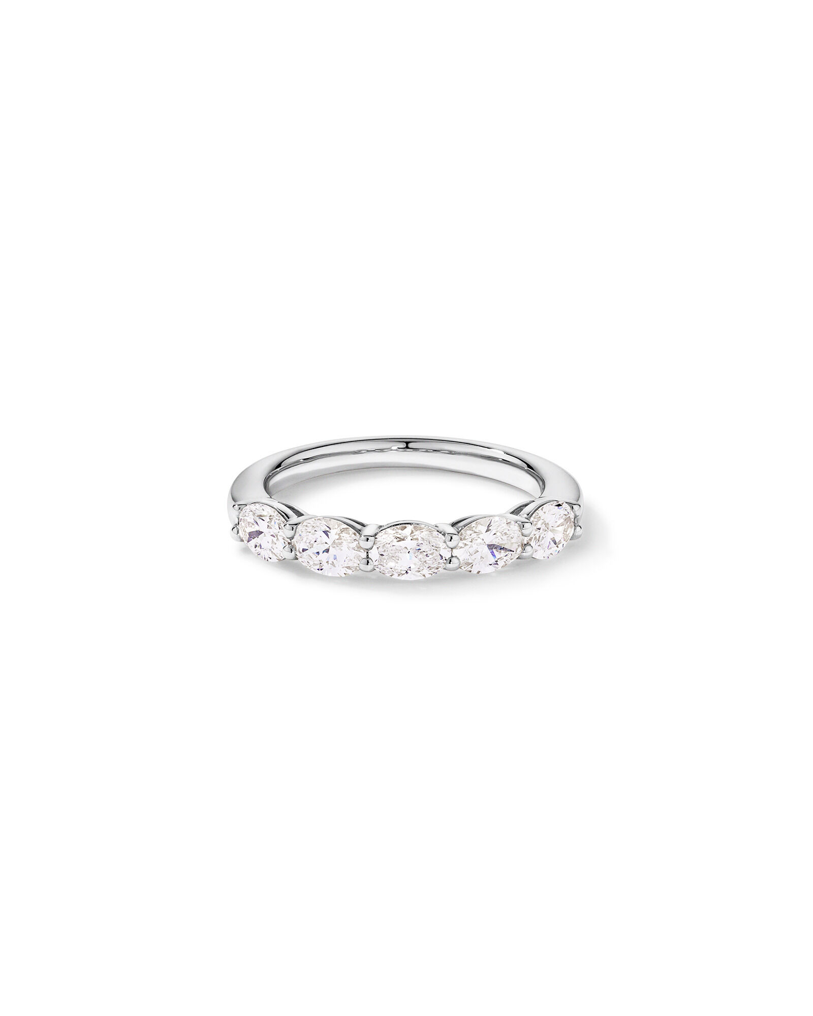 1.25 Carat TW East-West Oval Laboratory-Grown Diamond Wedding Ring in 14kt White Gold