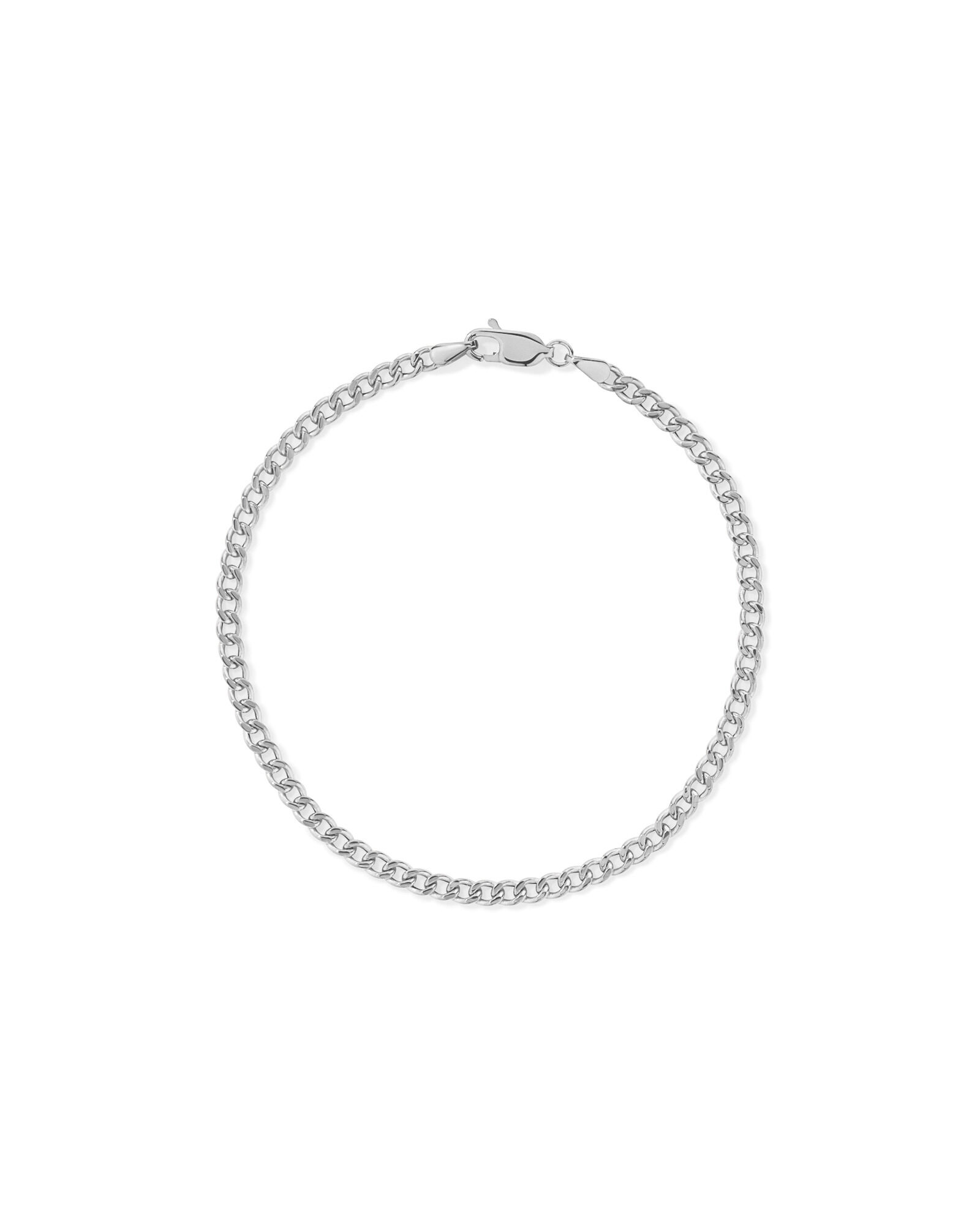 19cm (20") 2.95mm Width Semi Solid Diamond Cut Curb Bracelet in 10kt White Gold
