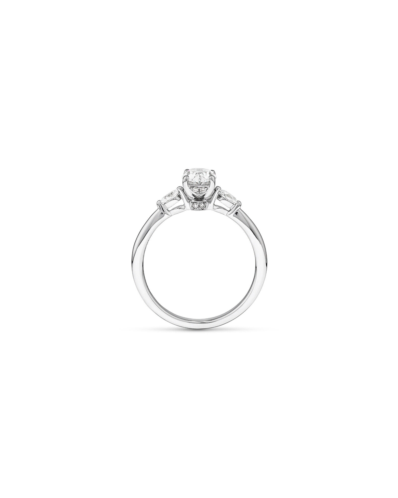 0.77 Carat TW Oval & Marquise Cut Three Stone Engagement Ring in 18kt White Gold