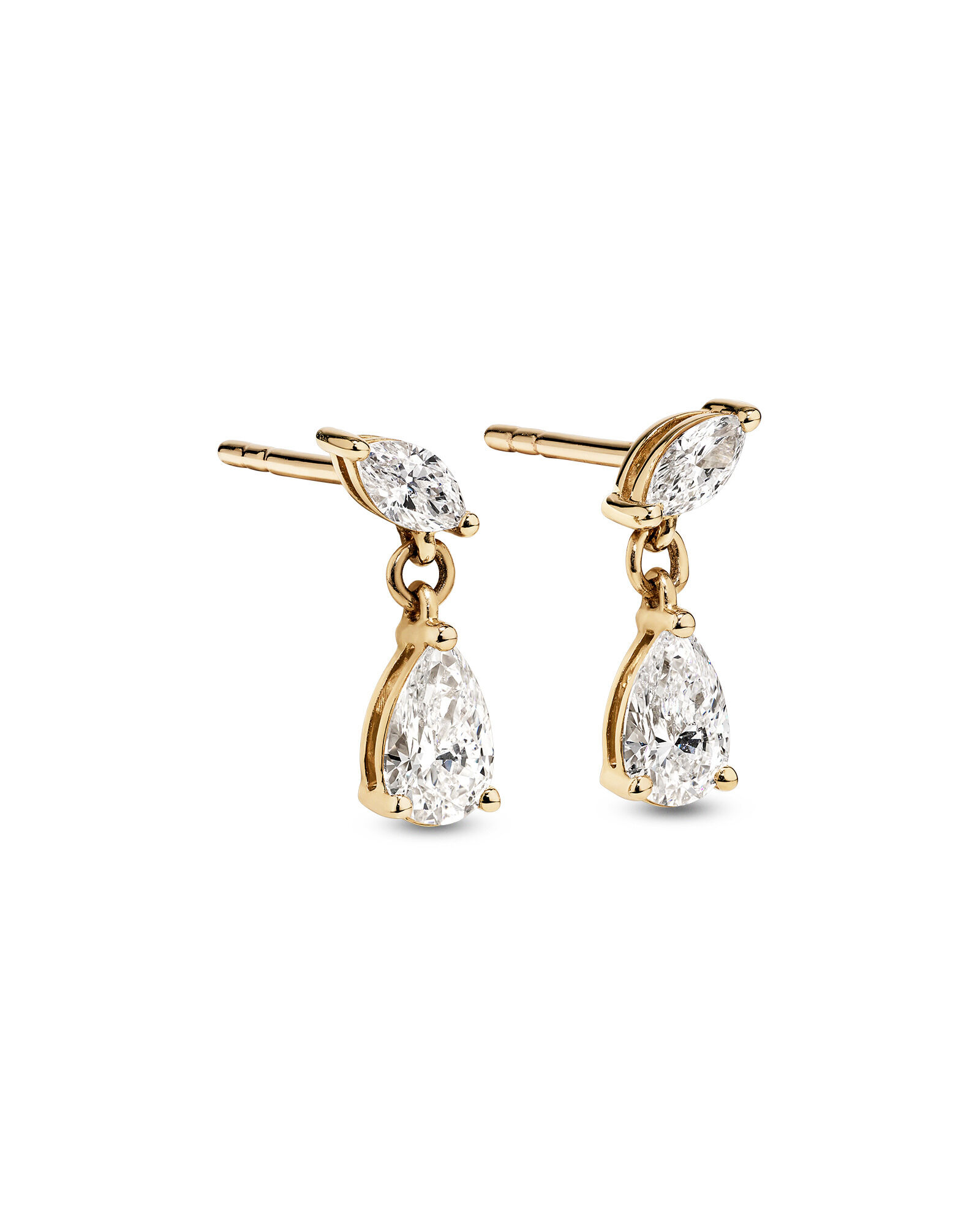 0.77 Carat TW of Laboratory-Grown Diamond Drop Earrings in 10kt Yellow Gold