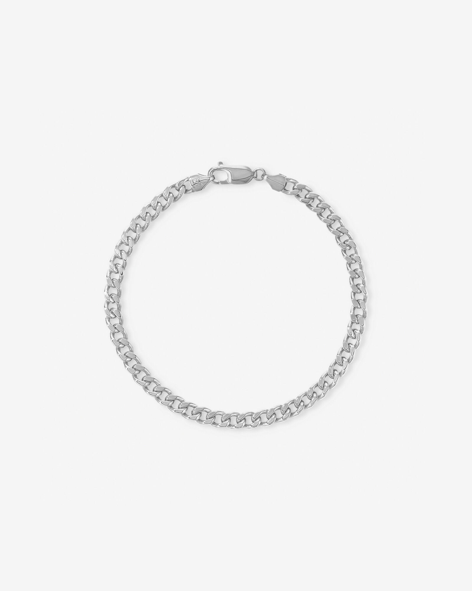 21cm (22") 5.5mm Width Semi Solid Diamond Cut Curb Bracelet in 10kt White Gold