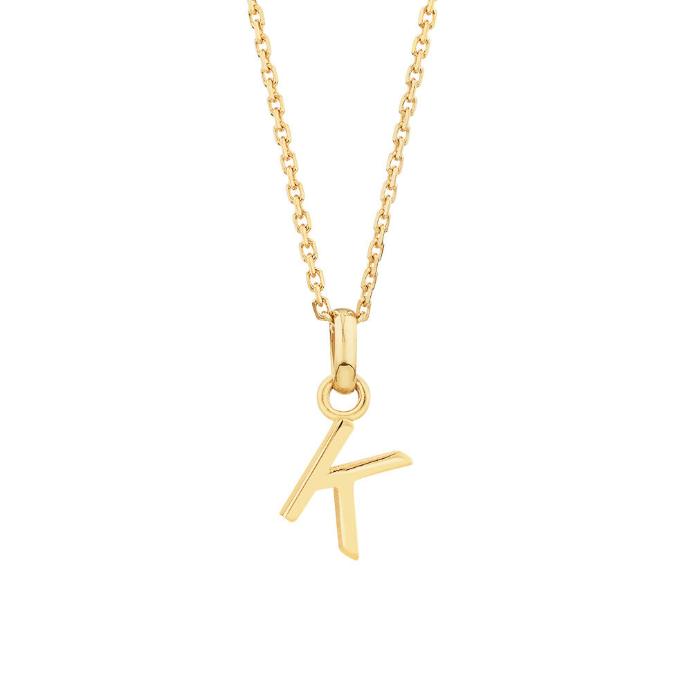 K Initial Pendant in 10kt Yellow Gold