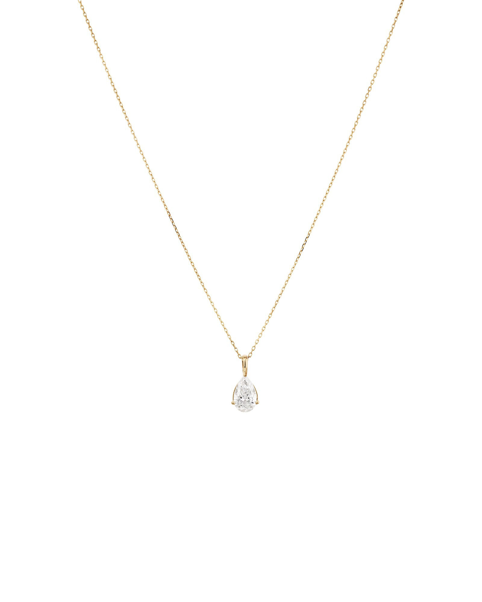 1.00 Carat TW Pear Cut Laboratory-Grown Diamond Solitaire Pendant in 10kt Yellow Gold