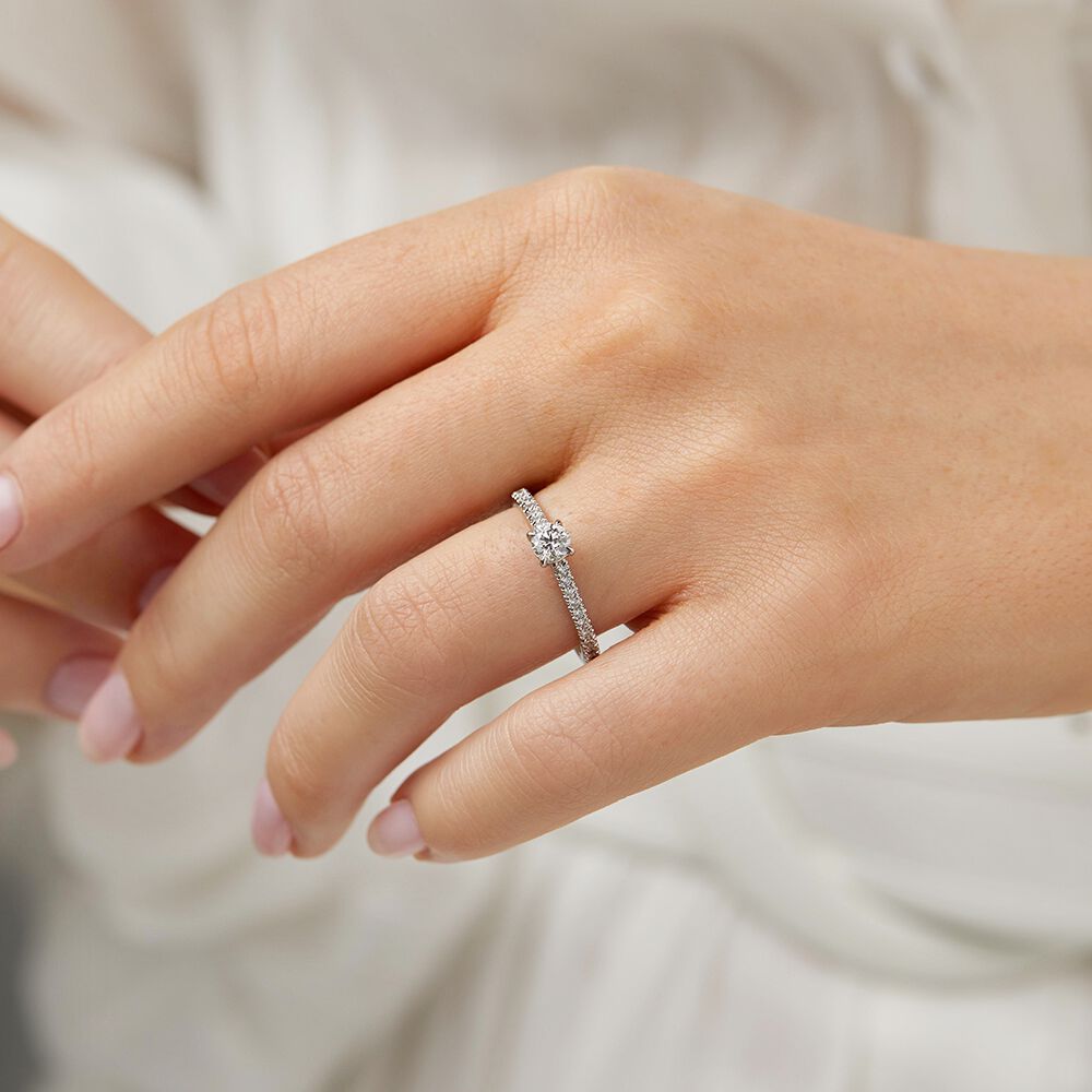 Engagement Ring with 1/2 Carat TW of Diamonds in 14kt White Gold