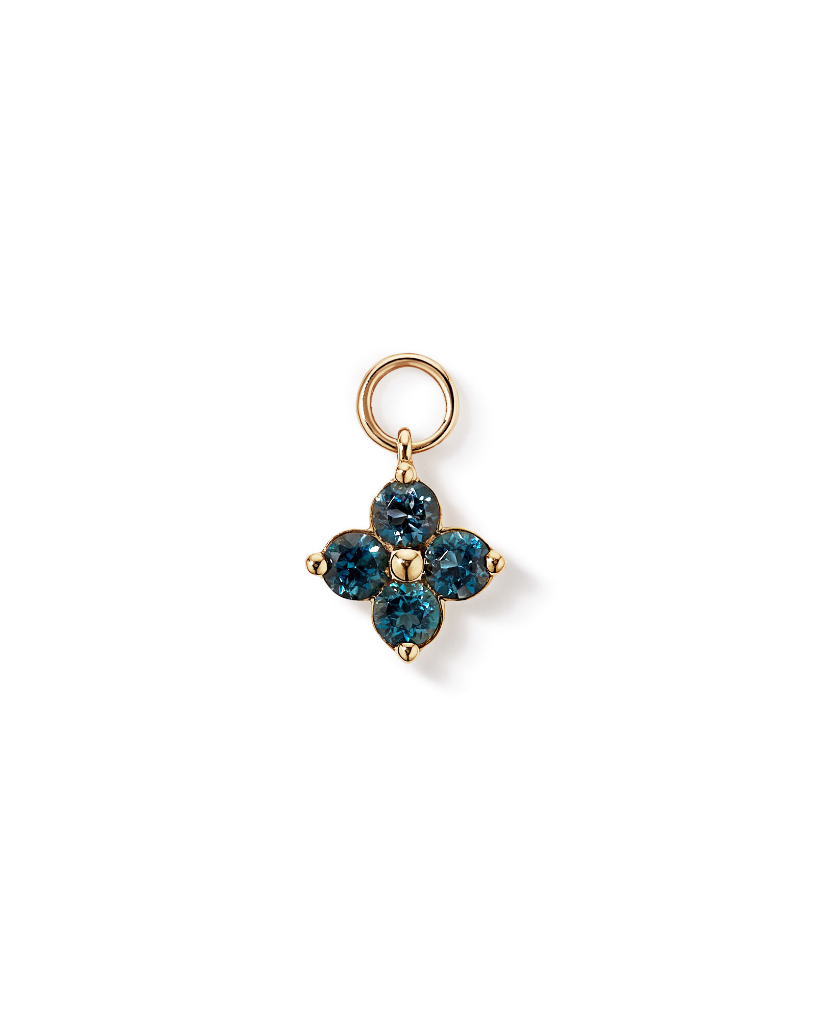 London Blue Topaz Floral Single Earring Charm in 10kt Yellow Gold