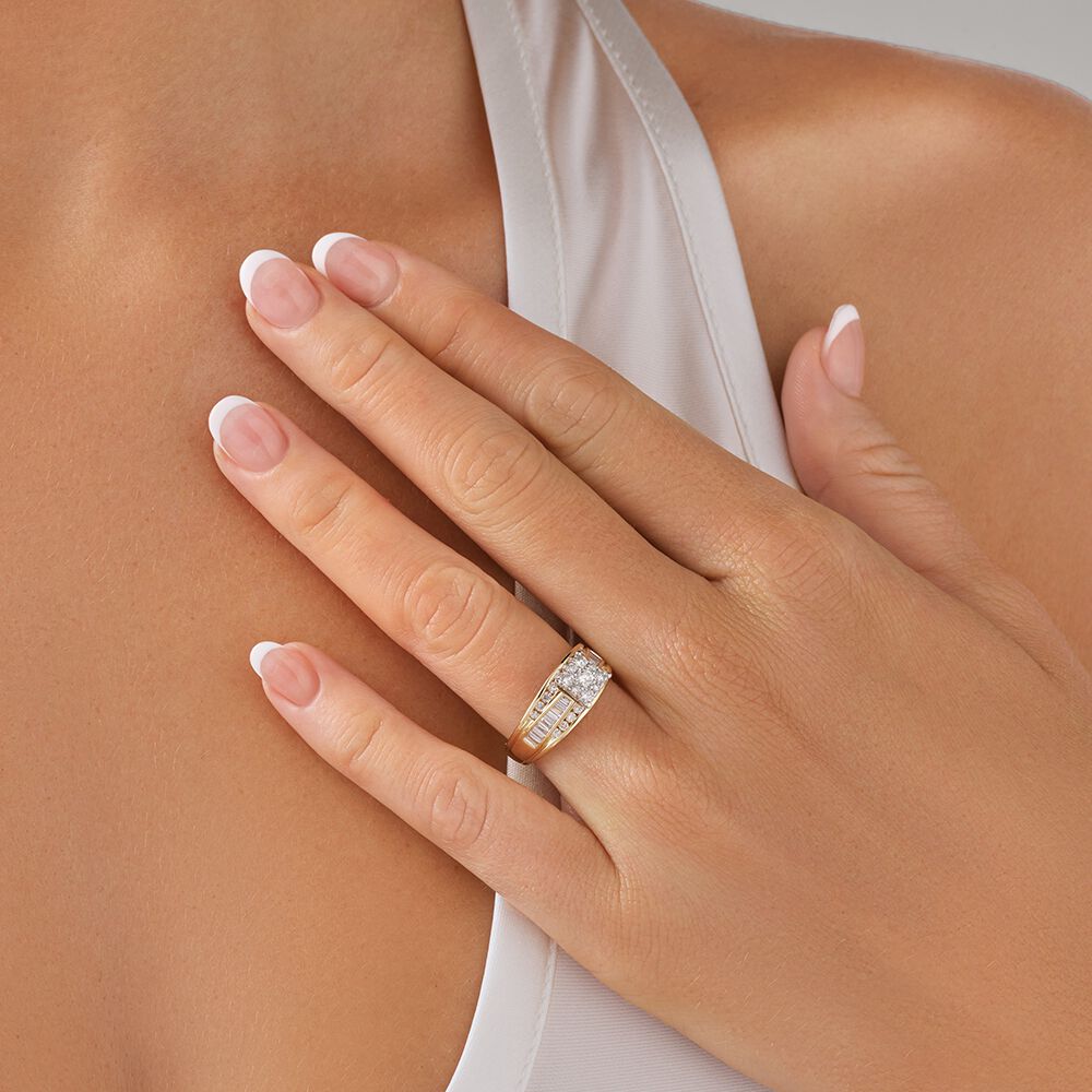 Engagement Ring with 1.00 Carat TW of Diamonds in 14kt White and Yellow Gold