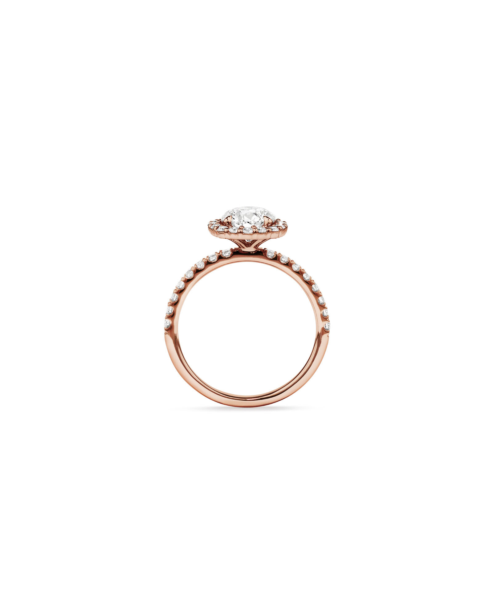 1.79 Carat TW Round Brilliant Laboratory-Grown Diamond Halo Engagemet Ring in 14kt Rose Gold