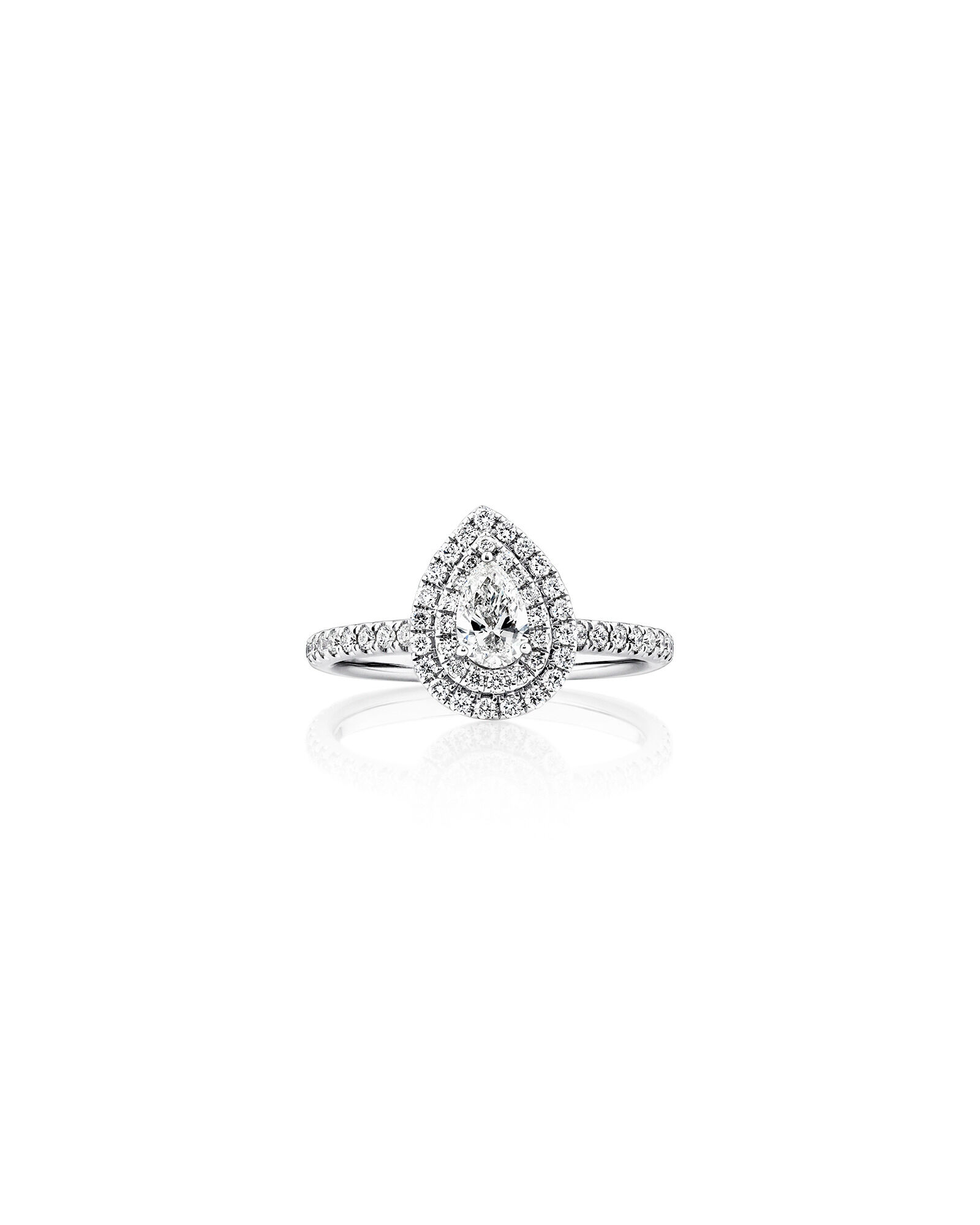 Double Halo Ring with 0.71 Carat TW of Diamonds in 18kt White Gold