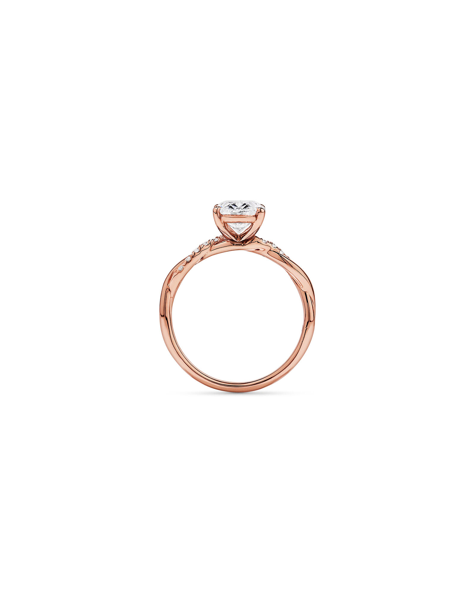 2.10TW Oval Laboratory-Grown Diamond Twist Engagement Ring in 14kt Rose Gold