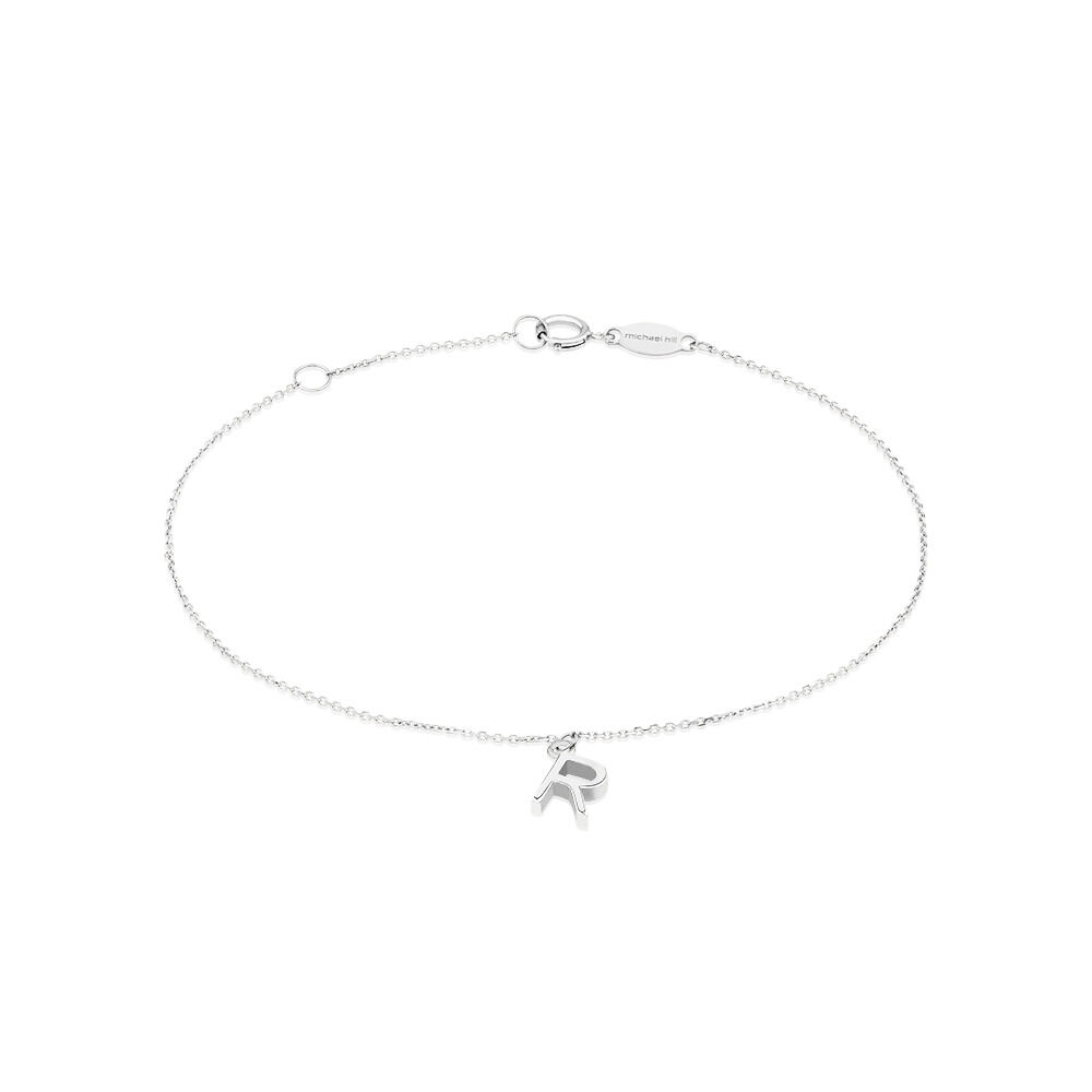 19cm (7.5") R Initial Bracelet in Sterling Silver