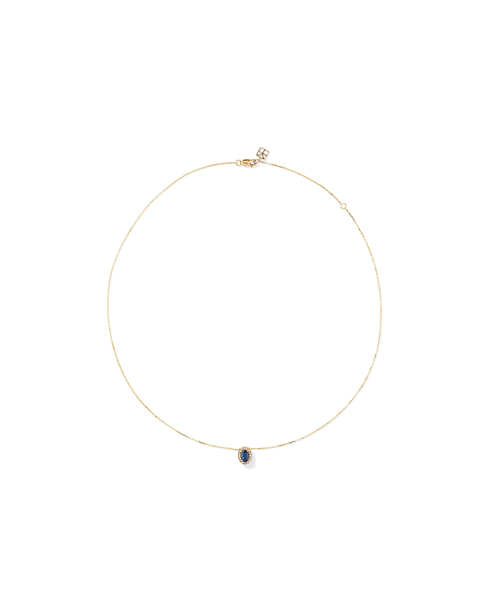 Collier halo en diamant TW en saphir australien et 0,09 carat en or blanc 10 carats