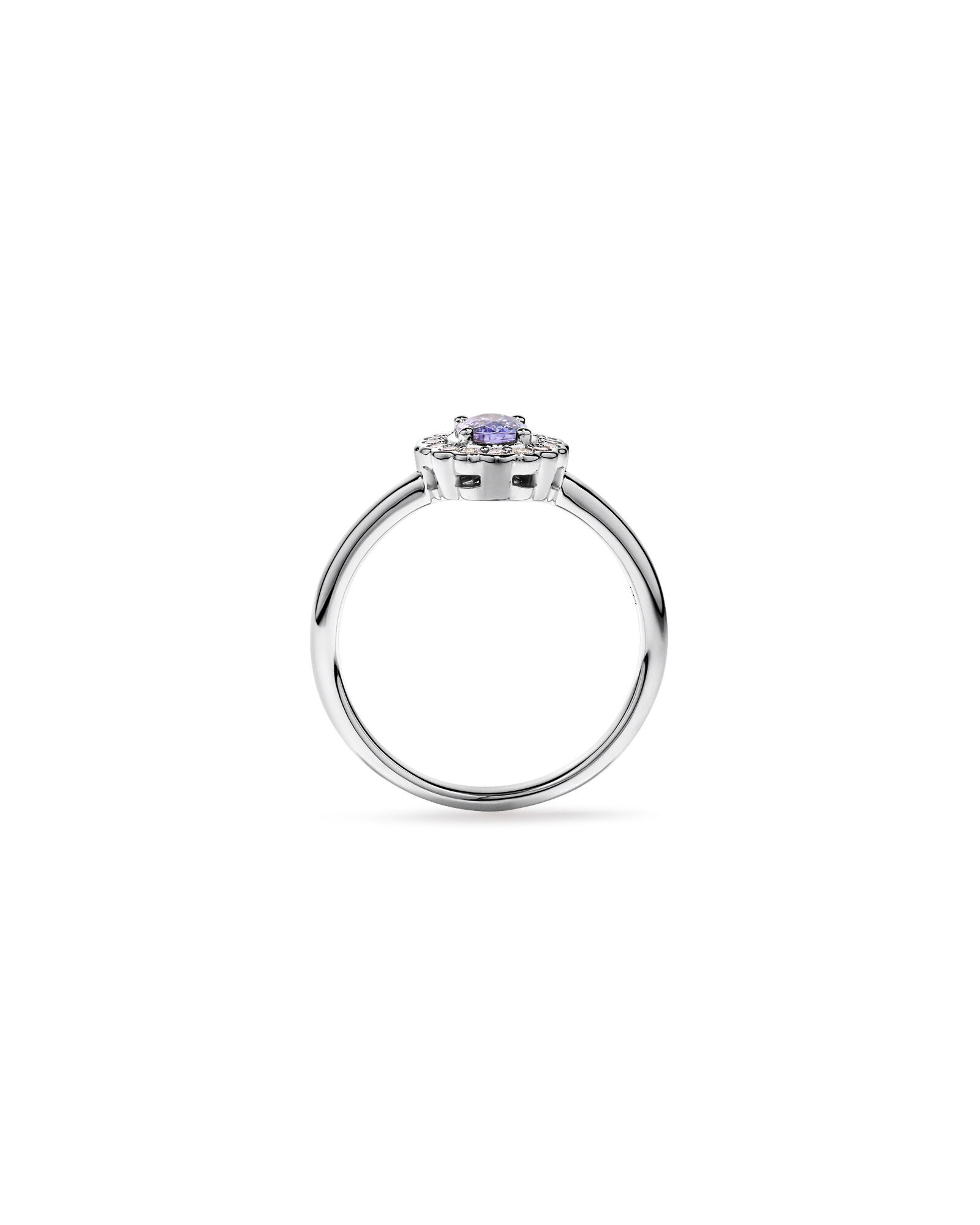 Tanzanite & 0,15TW de bague Halo en diamant en or blanc 10 carats