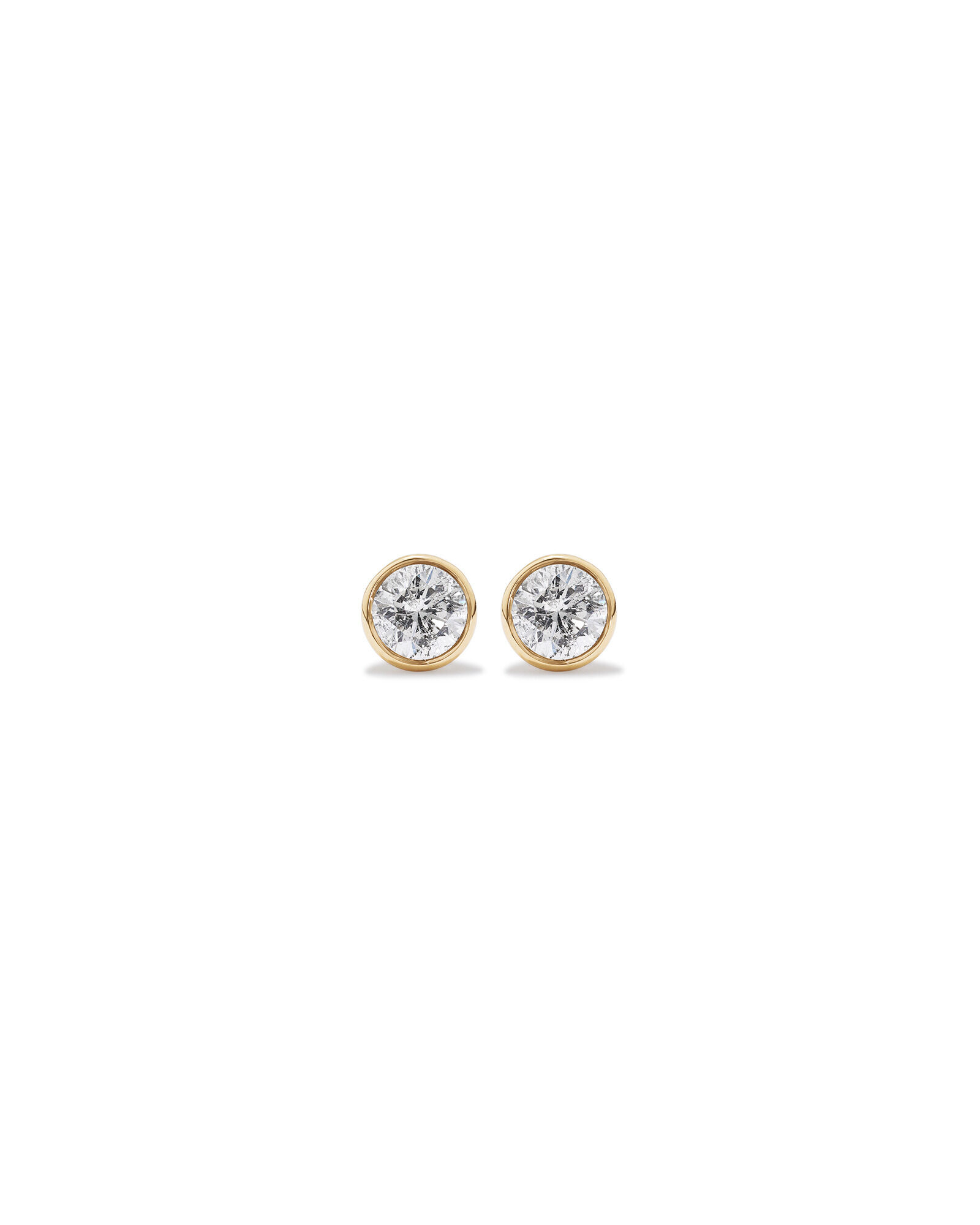 0.25 Carat TW Round Brilliant Diamond Solitaire Bezel Set Stud Earrings in 18kt Yellow Gold