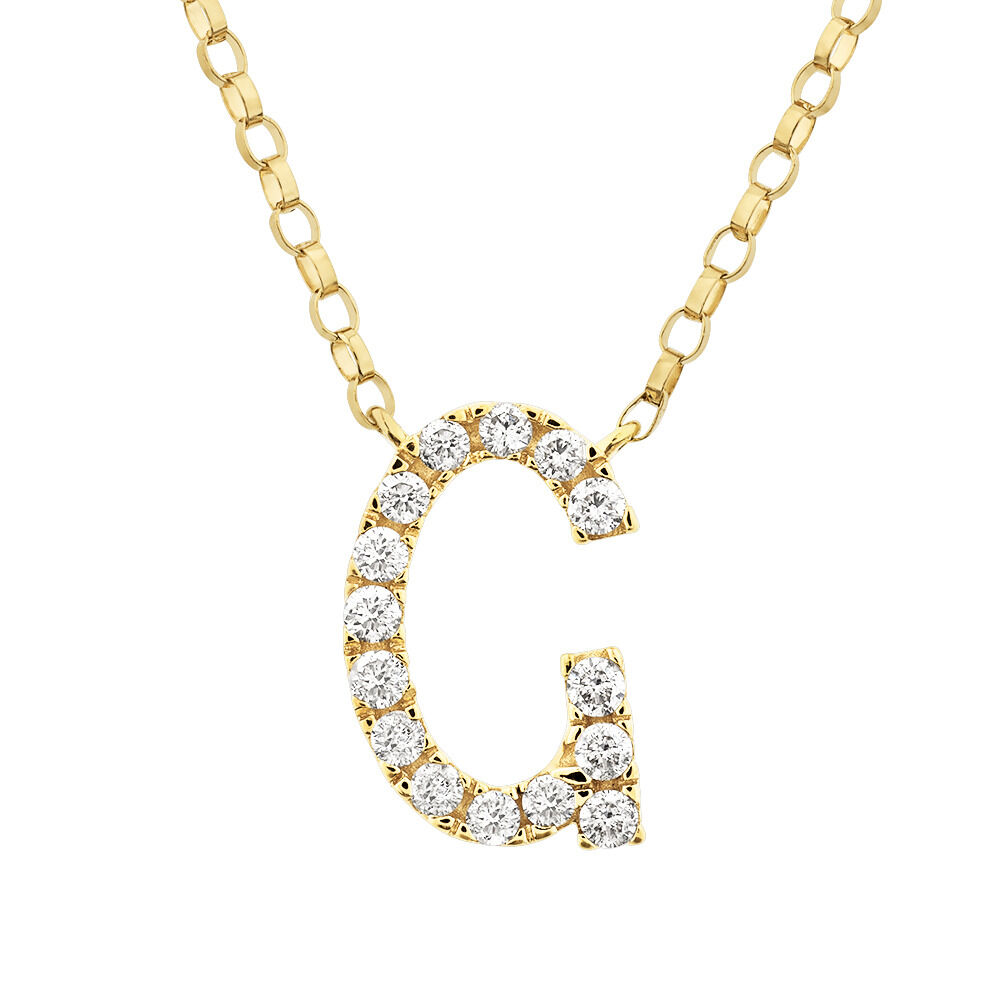 "G" Initial Necklace with 0.10 Carat TW of Diamonds in 10kt Yellow Gold
