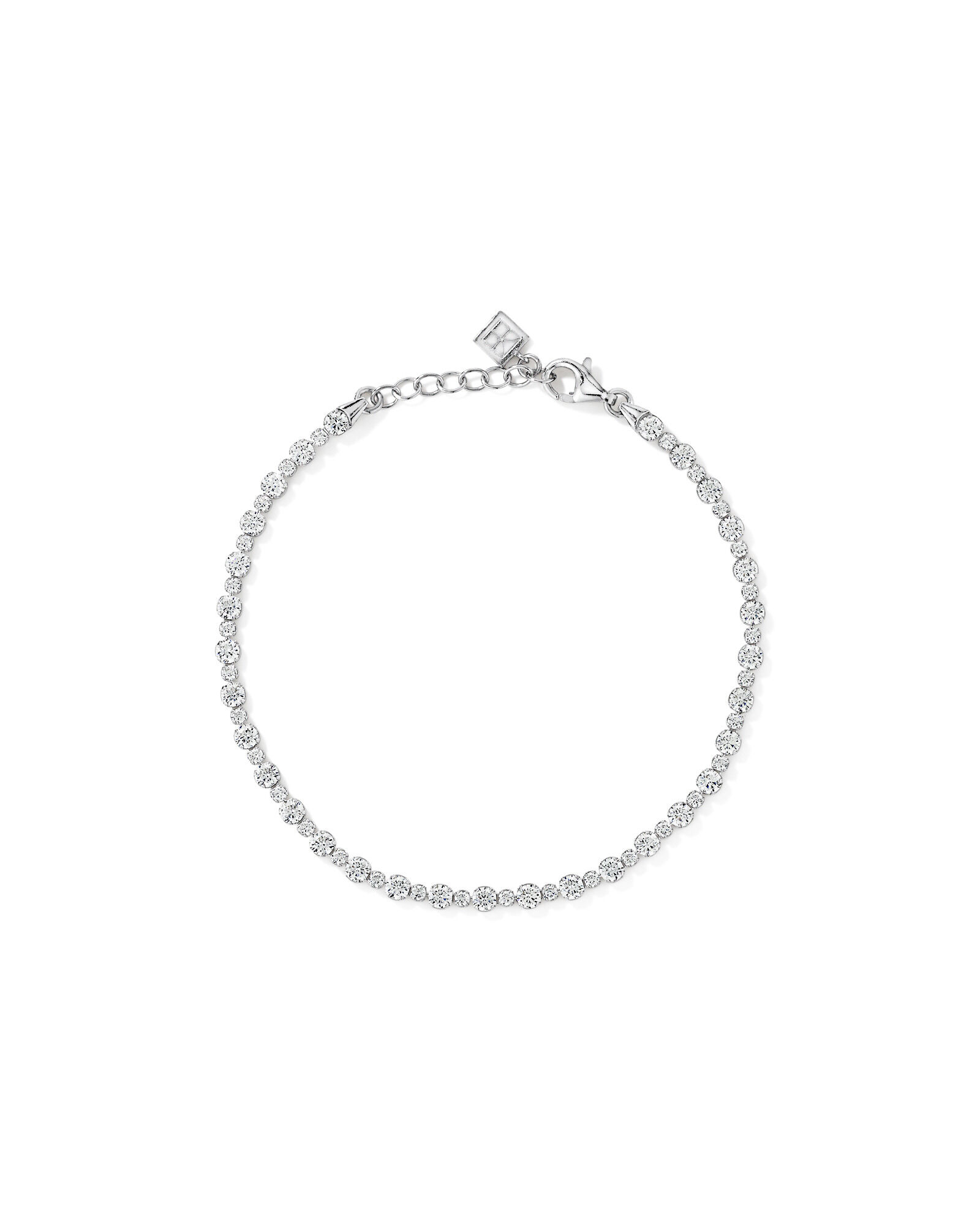 19cm (7.4") Round Tennis Bracelet with Cubic Zirconia in Sterling Silver