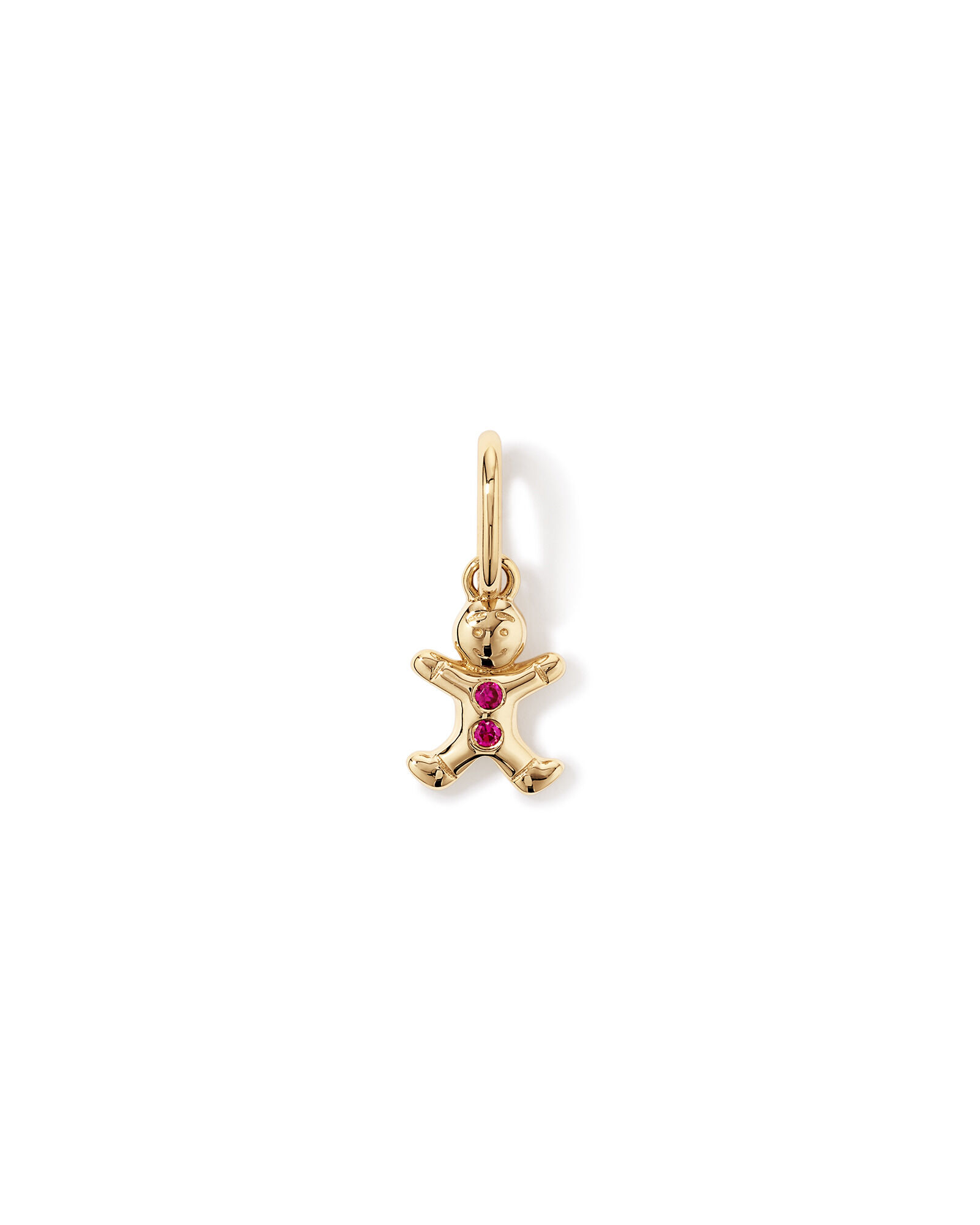 Gingerbread Pendant with Round Created Rubies in 10kt Yellow Gold